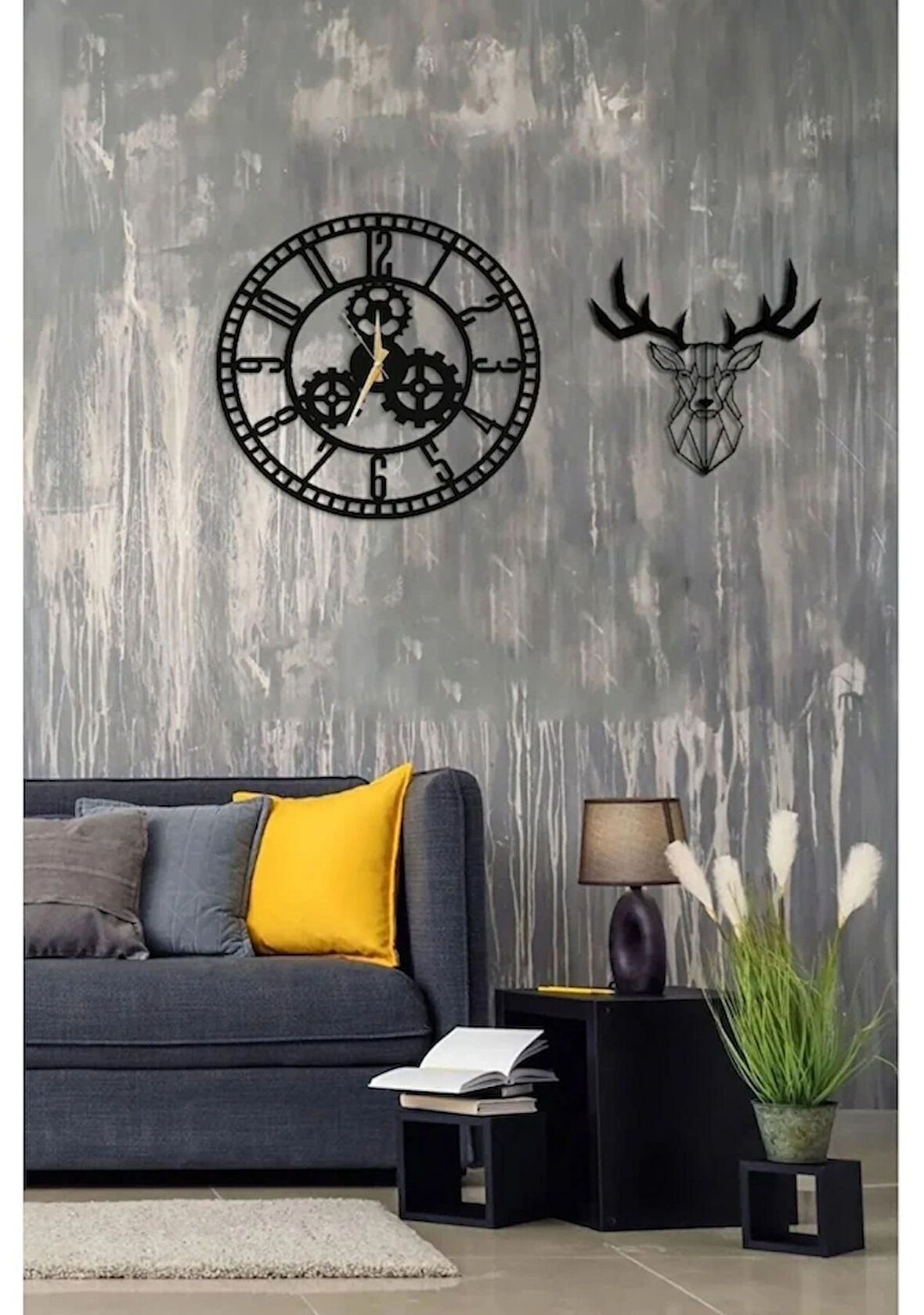 Çarlık Ve Latin Dekoratif Duvar Saat+ Geyik