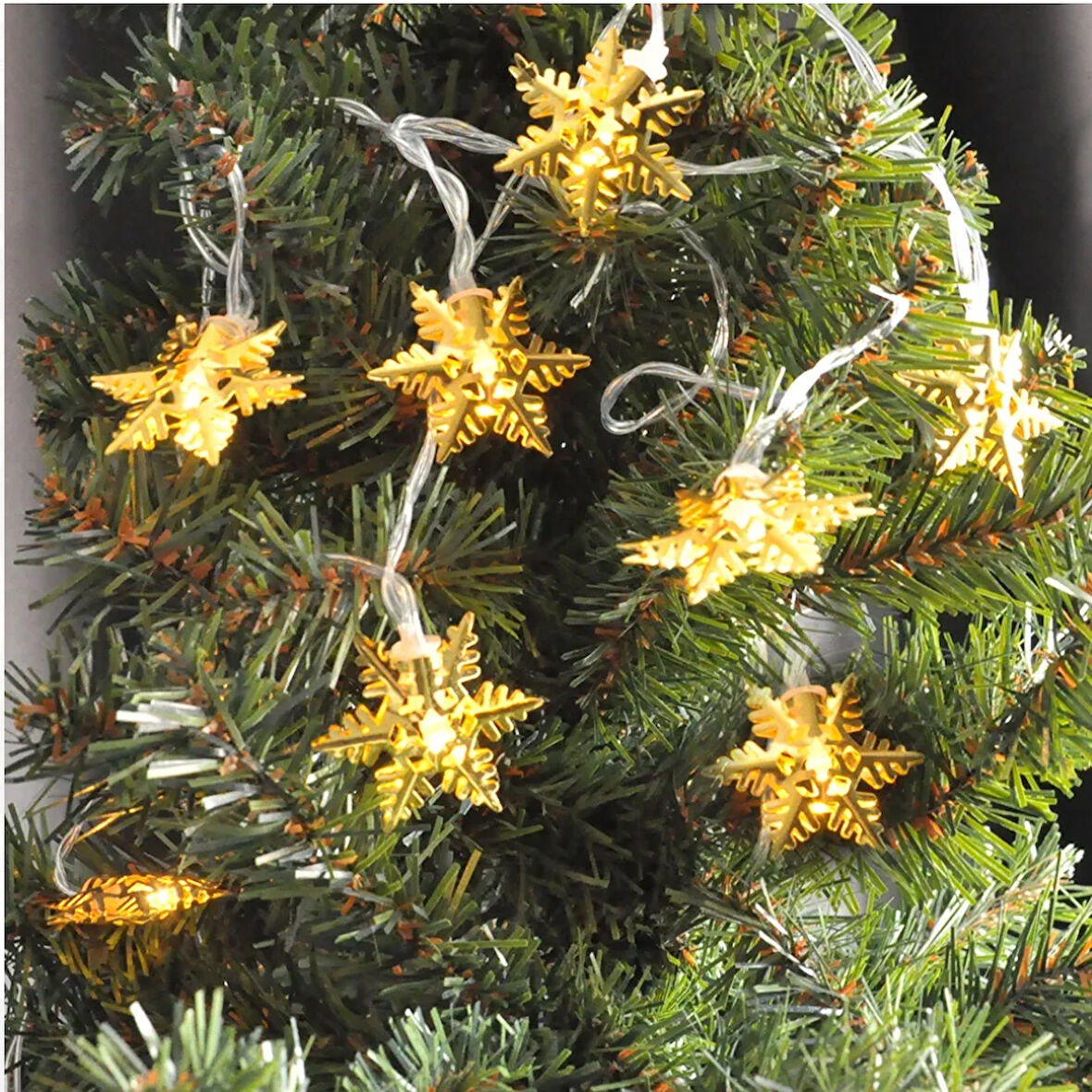 Yılbaşı Pilli Kar Tanesi Figürlü Led Işık 3mt