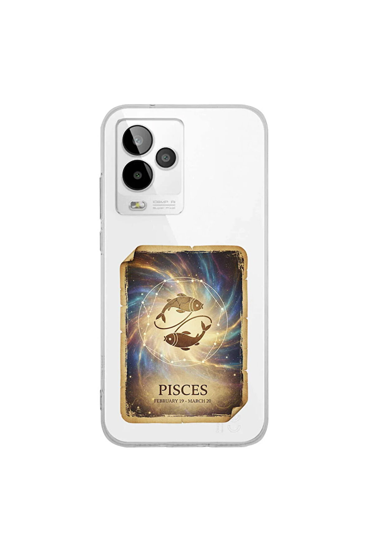 General Mobile GM 24 Pro ile Uyumlu Burç Kartları Balık Tasarımlı Şeffaf Silikon Kılıf