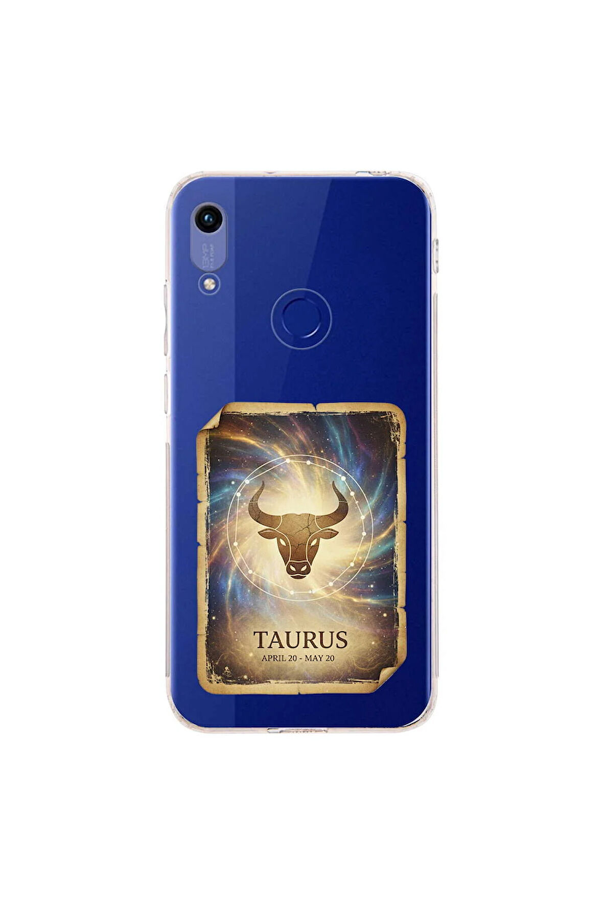 Honor 8A ile Uyumlu Burç Kartları Boğa Tasarımlı Şeffaf Silikon Kılıf