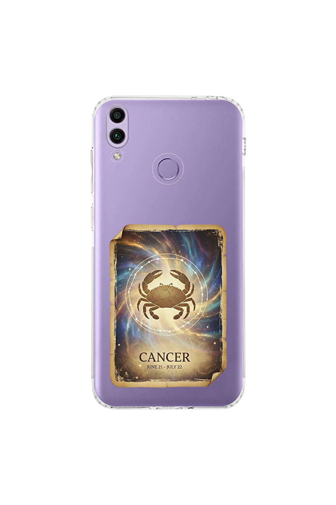 Honor 8C ile Uyumlu Burç Kartları Yangeç Tasarımlı Şeffaf Silikon Kılıf