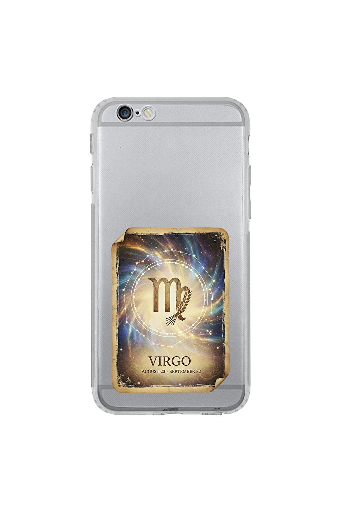 iPhone 6 ile Uyumlu Burç Kartları Başak Tasarımlı Şeffaf Silikon Kılıf