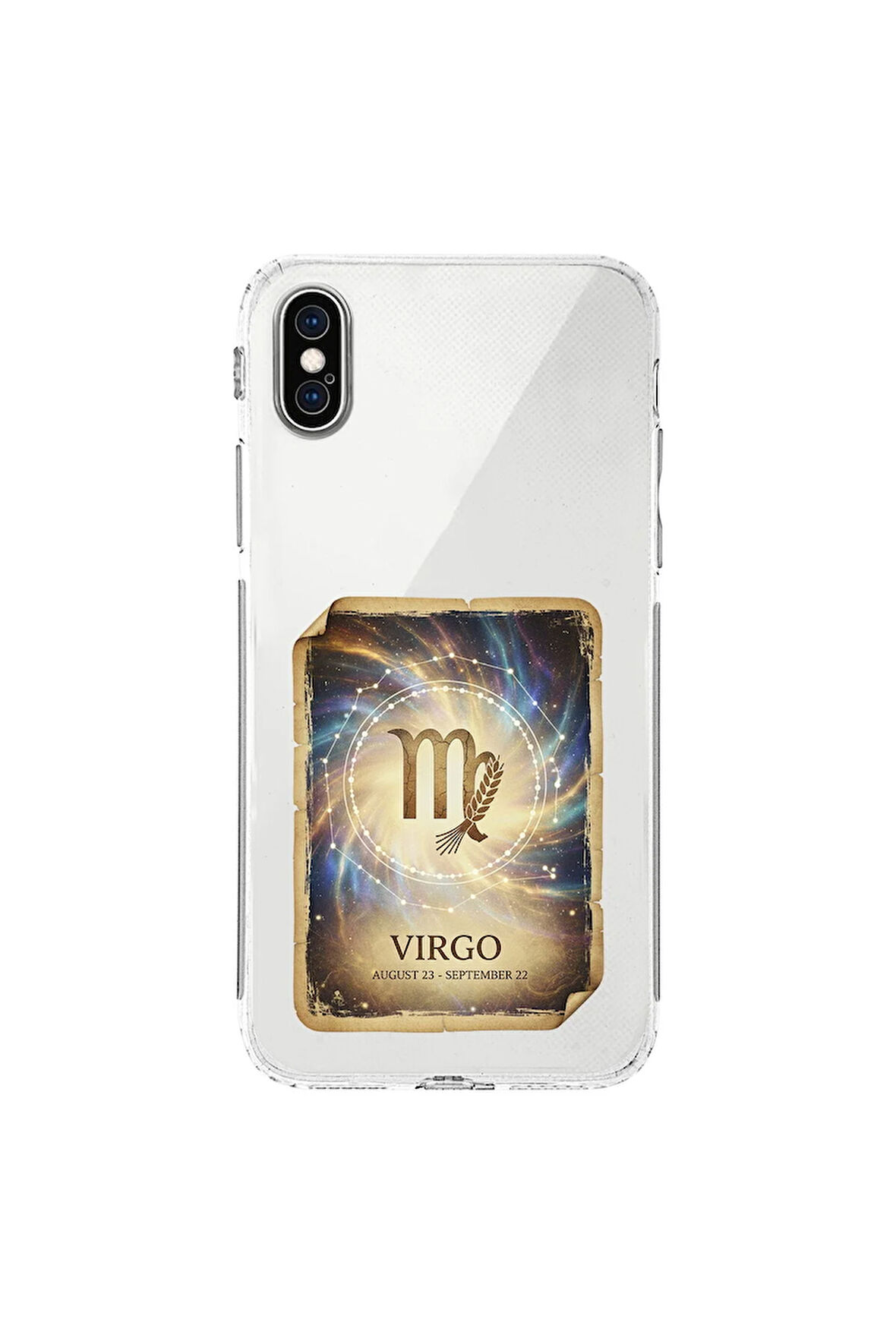 iPhone X ile Uyumlu Burç Kartları Başak Tasarımlı Şeffaf Silikon Kılıf