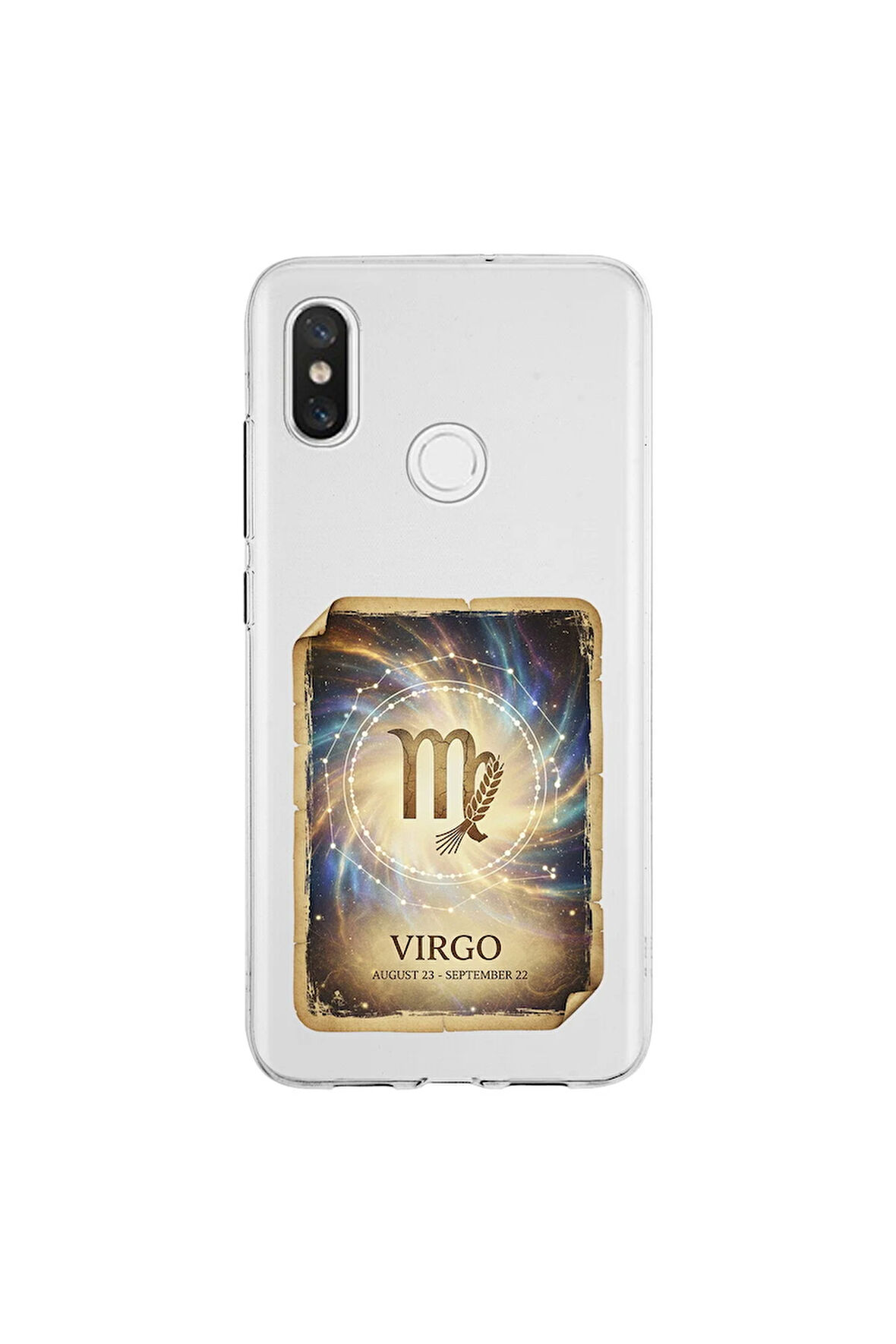 Xiaomi Mi 8 ile Uyumlu Burç Kartları Başak Tasarımlı Şeffaf Silikon Kılıf