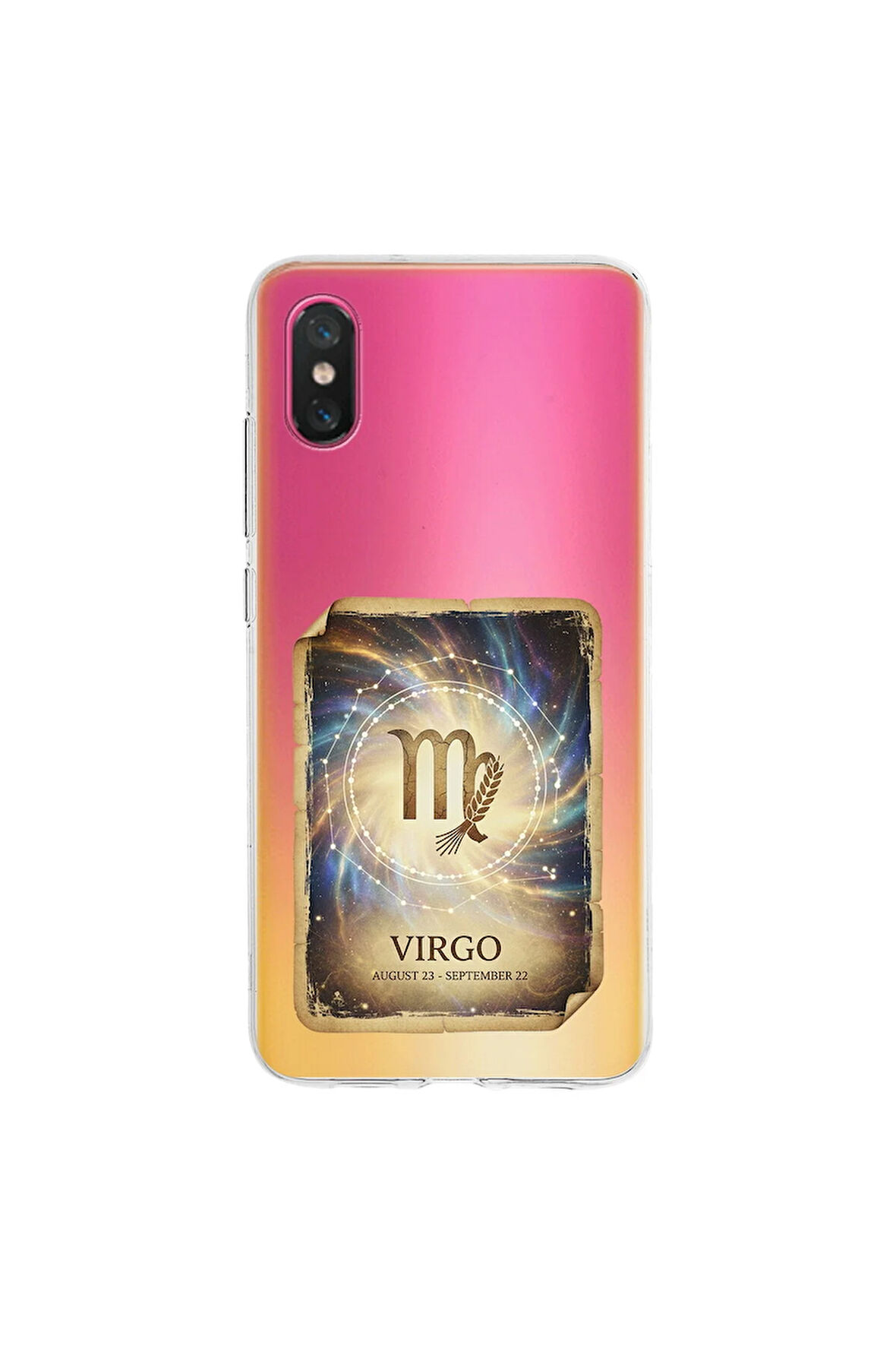 Xiaomi Mi 8 Pro ile Uyumlu Burç Kartları Başak Tasarımlı Şeffaf Silikon Kılıf