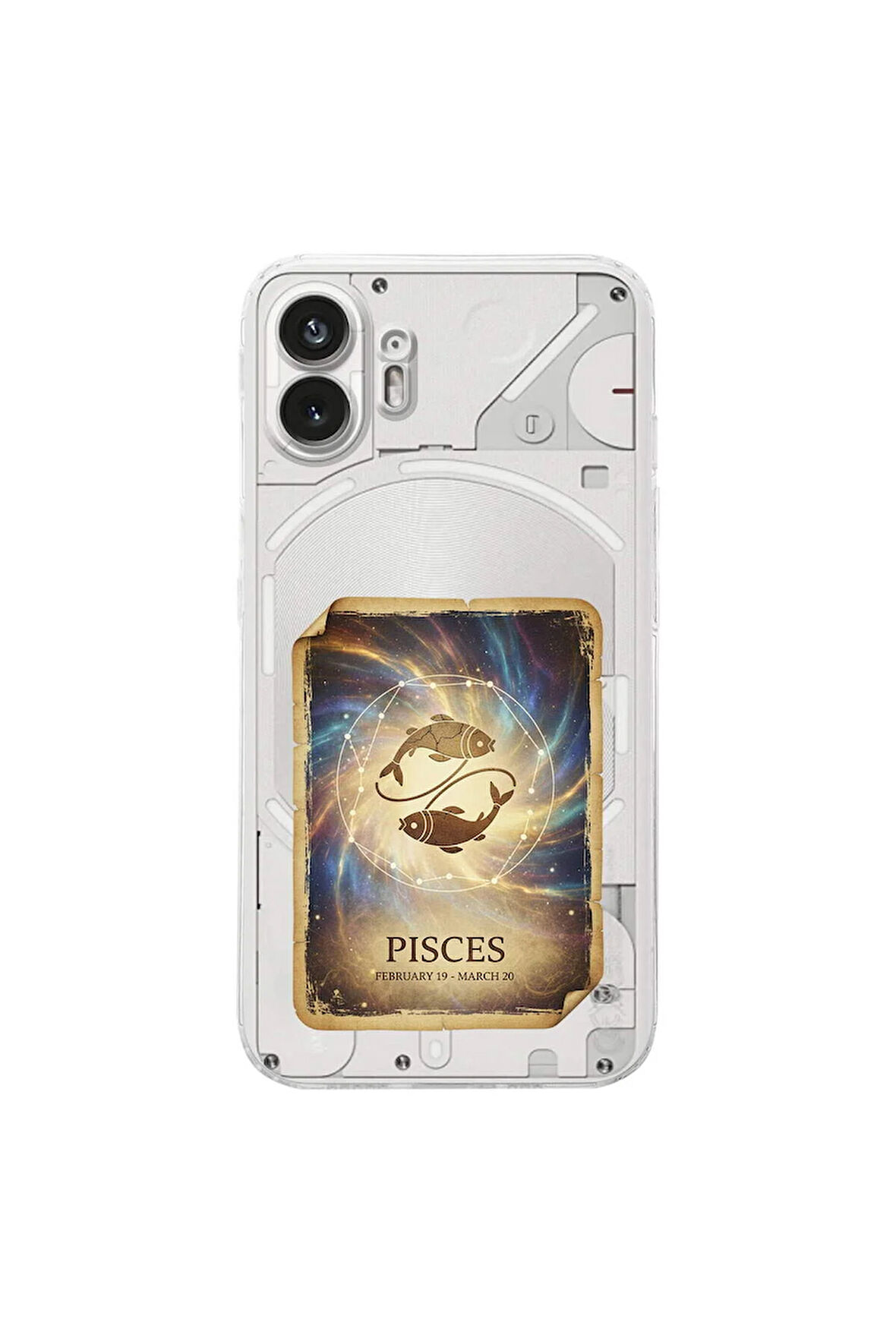 Nothing Phone 2 ile Uyumlu Burç Kartları Balık Tasarımlı Şeffaf Silikon Kılıf