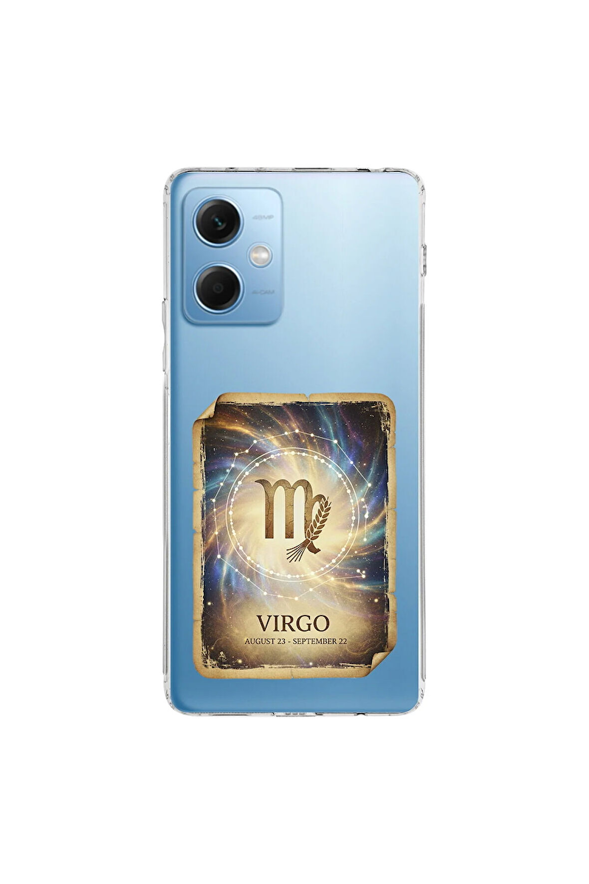 Redmi Note 12 5G ile Uyumlu Burç Kartları Başak Tasarımlı Şeffaf Silikon Kılıf