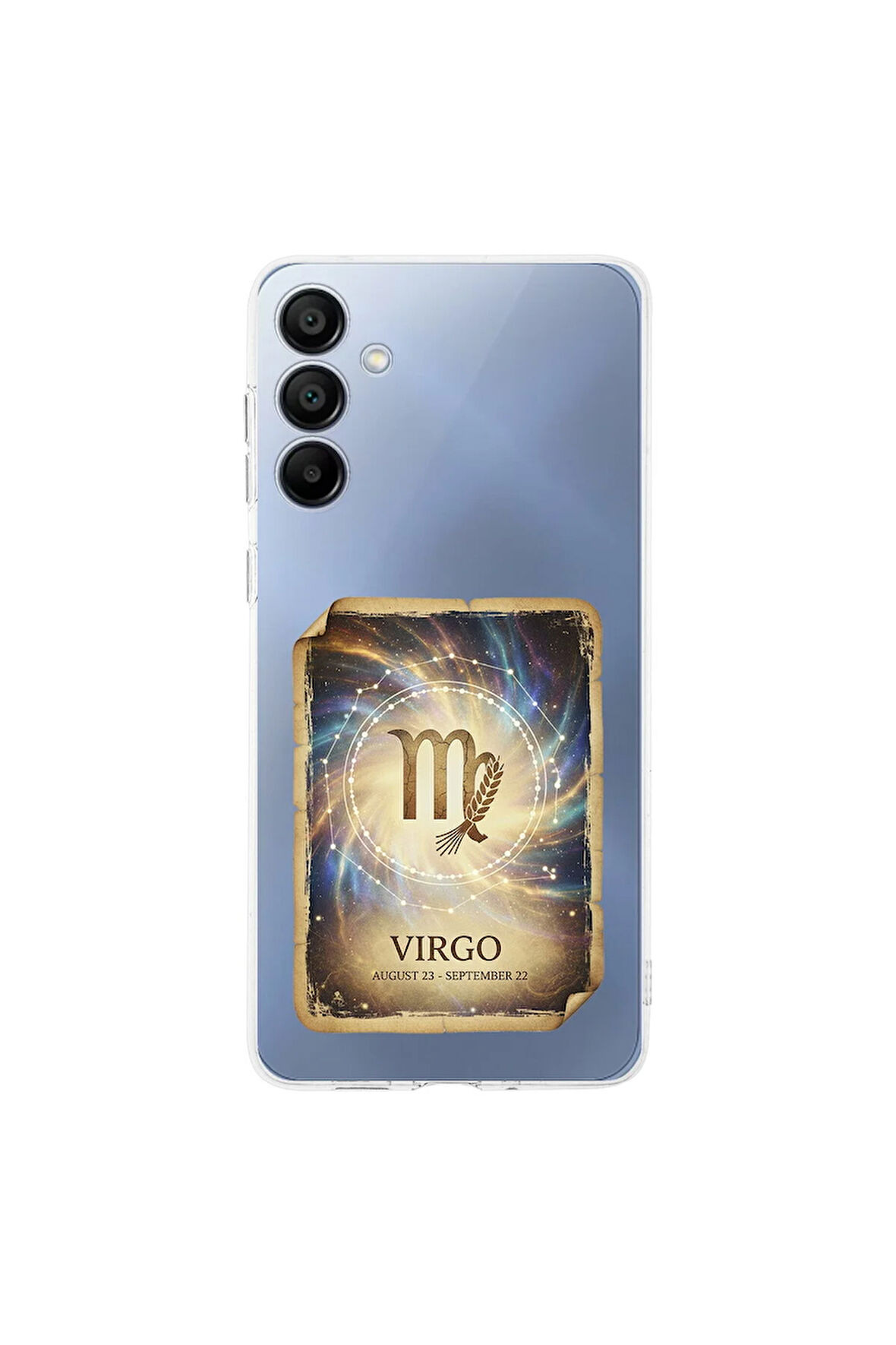 Samsung Galaxy A16 ile Uyumlu Burç Kartları Başak Tasarımlı Şeffaf Silikon Kılıf