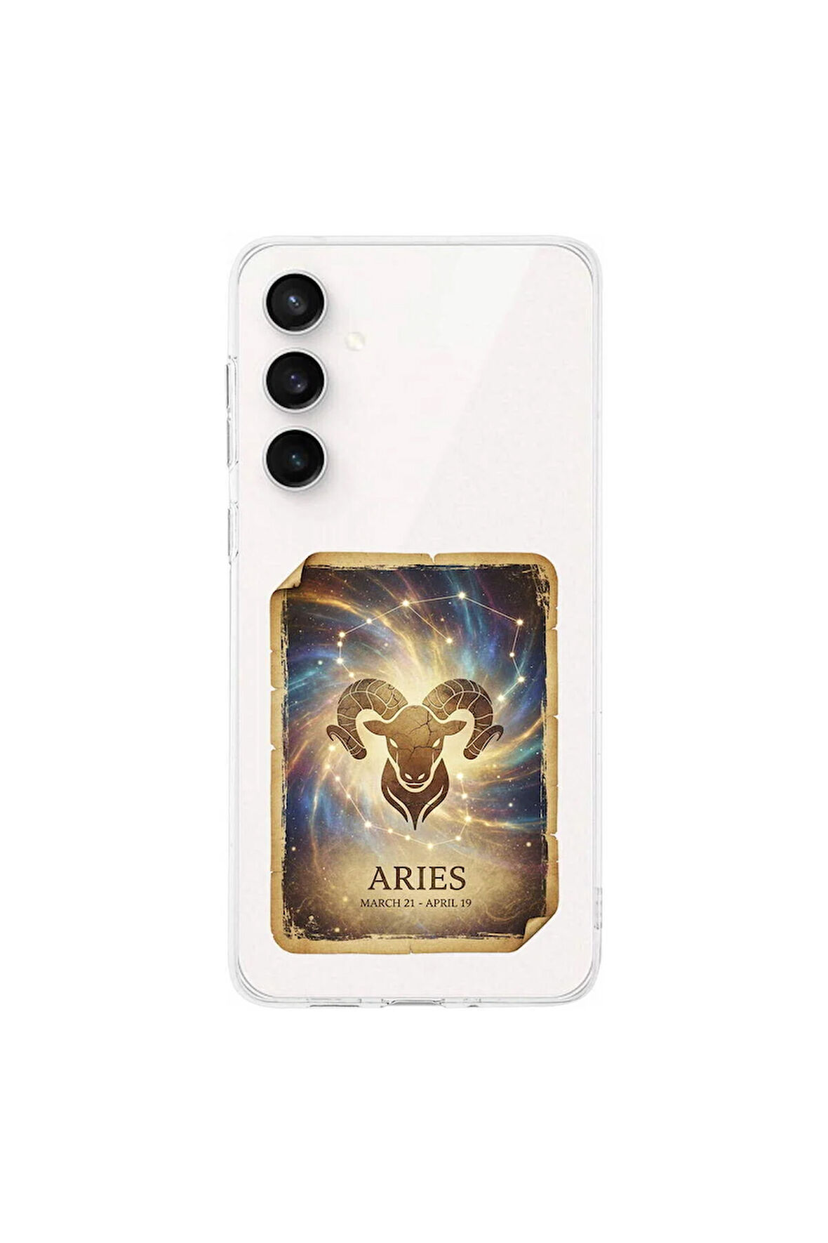 Samsung Galaxy S24 FE ile Uyumlu Burç Kartları Koç Tasarımlı Şeffaf Silikon Kılıf