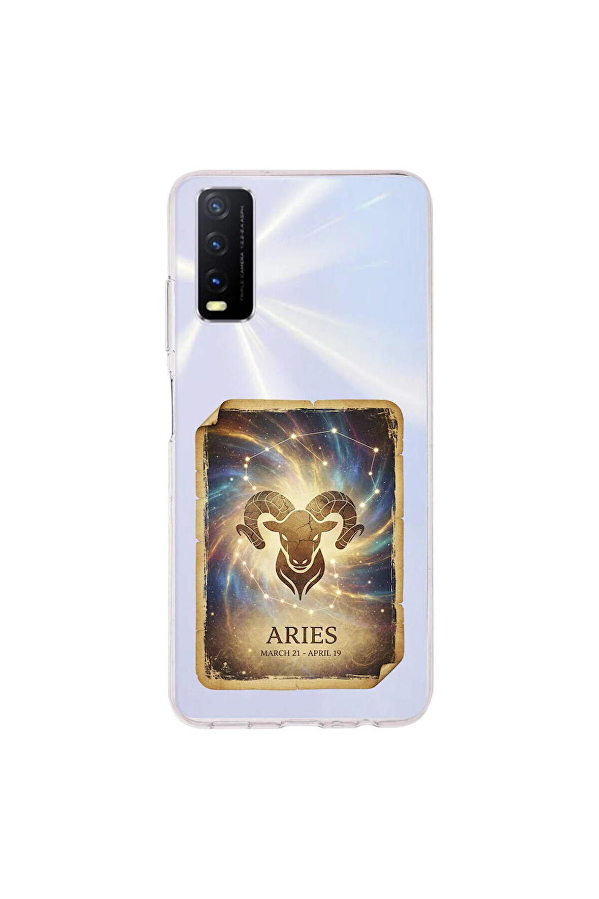 Vivo Y11S ile Uyumlu Burç Kartları Koç Tasarımlı Şeffaf Silikon Kılıf
