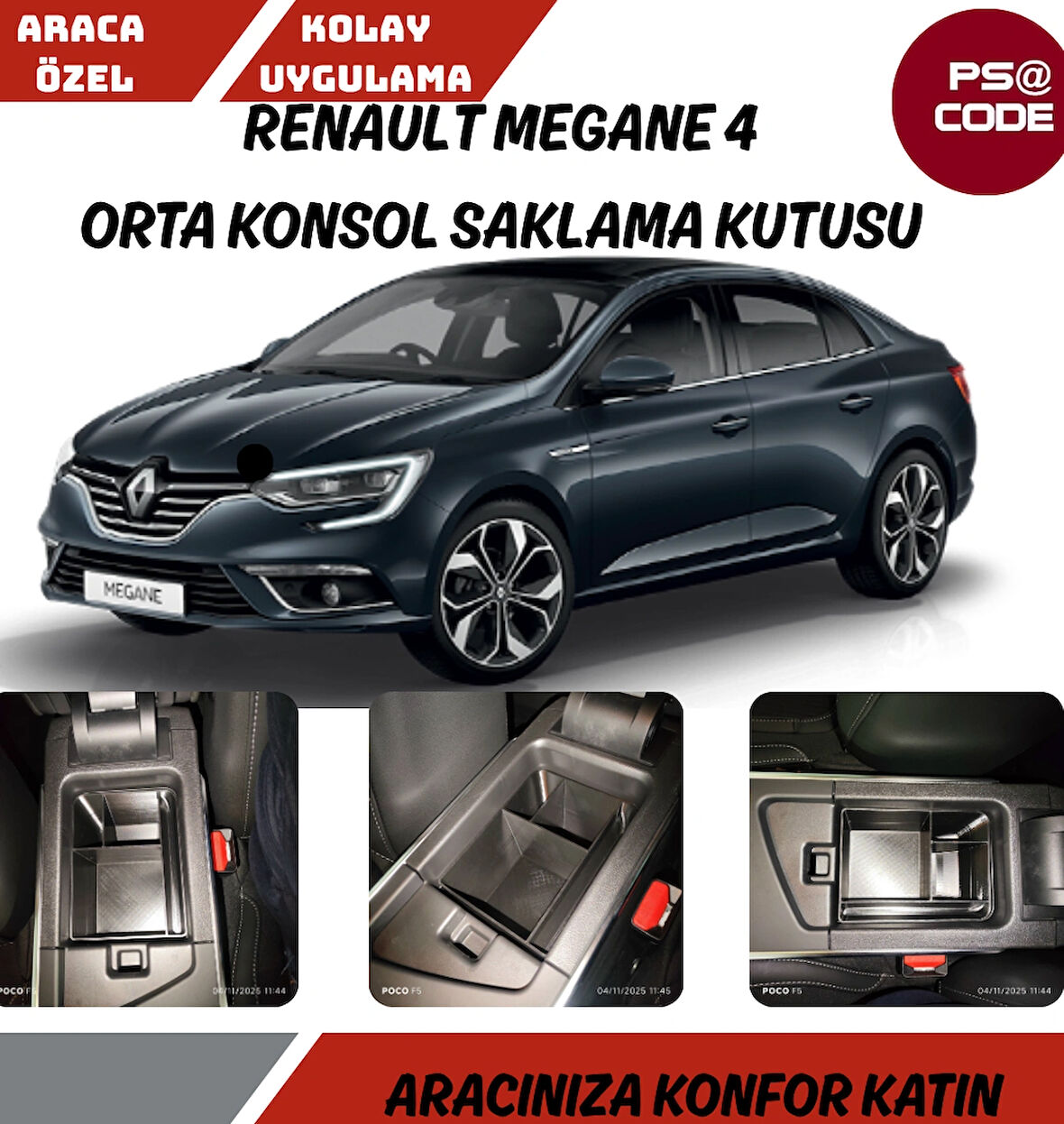Renault Megane 4  orta konsol saklama kutusu