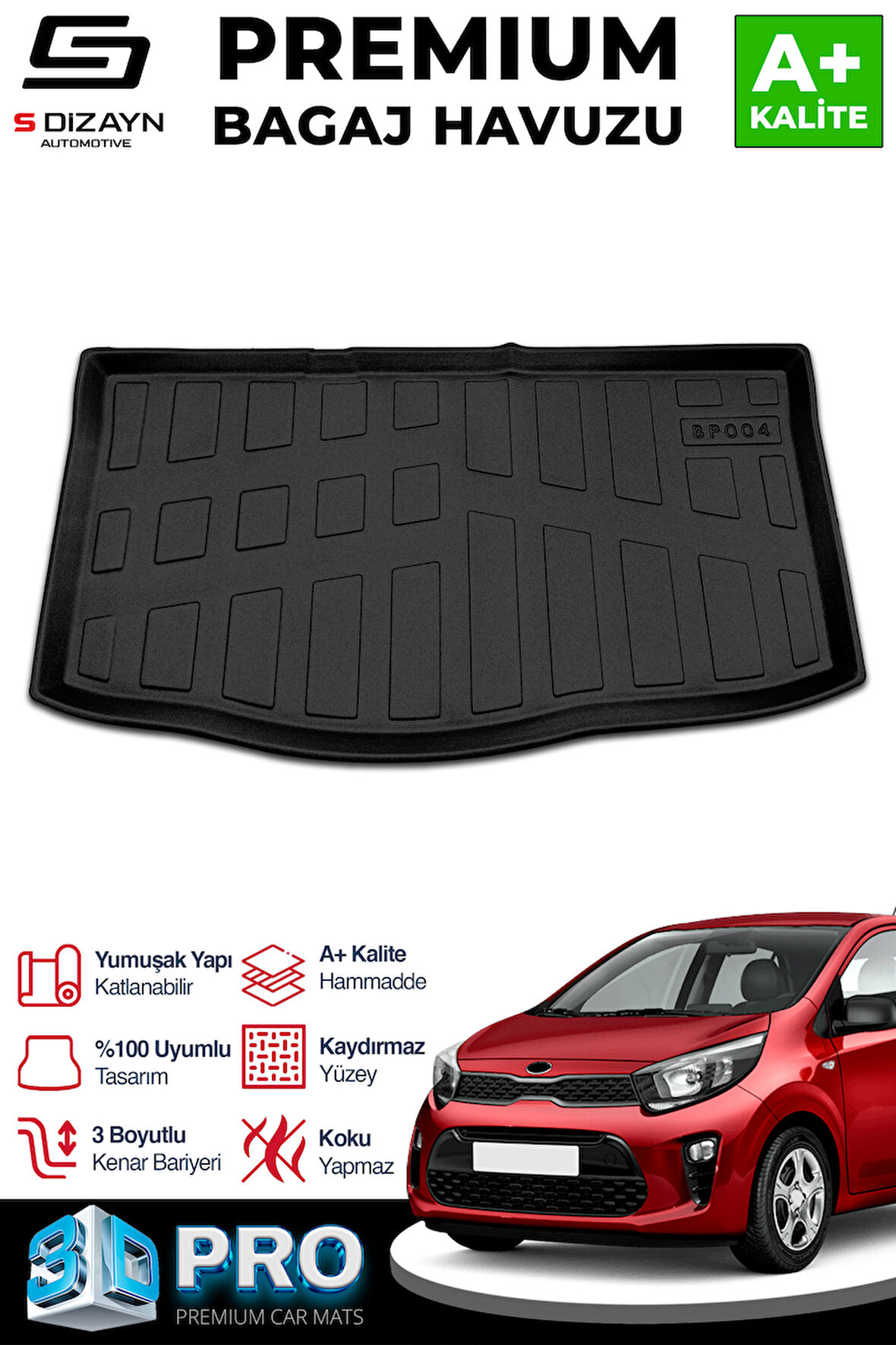 S-Dizayn Kia Picanto 3D Pro Bagaj Havuzu 2017 Üzeri A+ Kalite