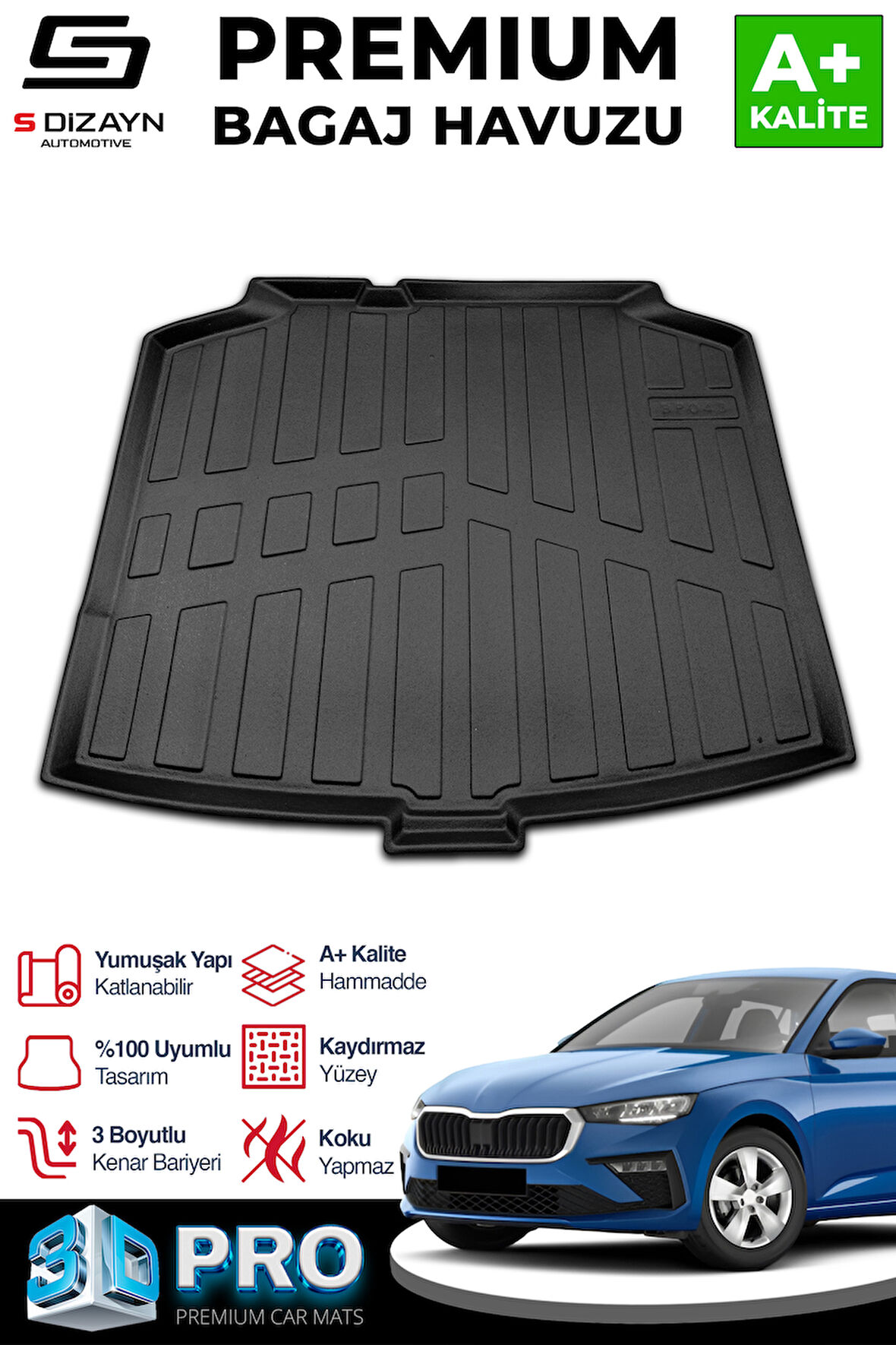 S-Dizayn Skoda Scala 3D Pro Bagaj Havuzu 2019 Üzeri A+ Kalite