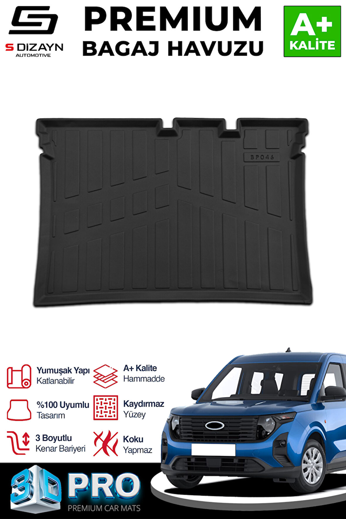 S-Dizayn Ford Courier 3D Pro Bagaj Havuzu 2024 Üzeri A+ Kalite