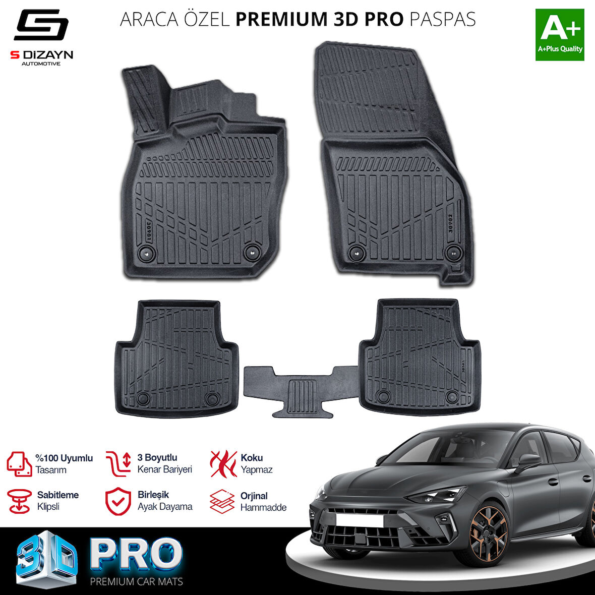 S-Dizayn Cupra Leon 3D Pro Havuzlu Paspas 2023 Üzeri A+ Kalite