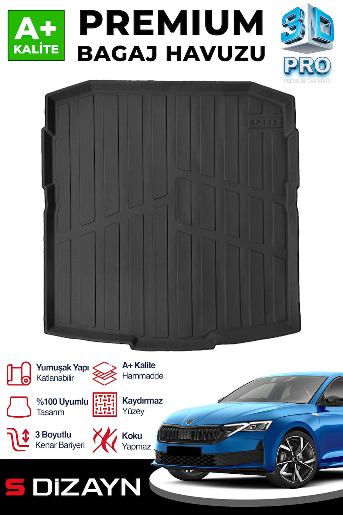 S-Dizayn Skoda Octavia 3D Pro Bagaj Havuzu 2024 Üzeri A+ Kalite