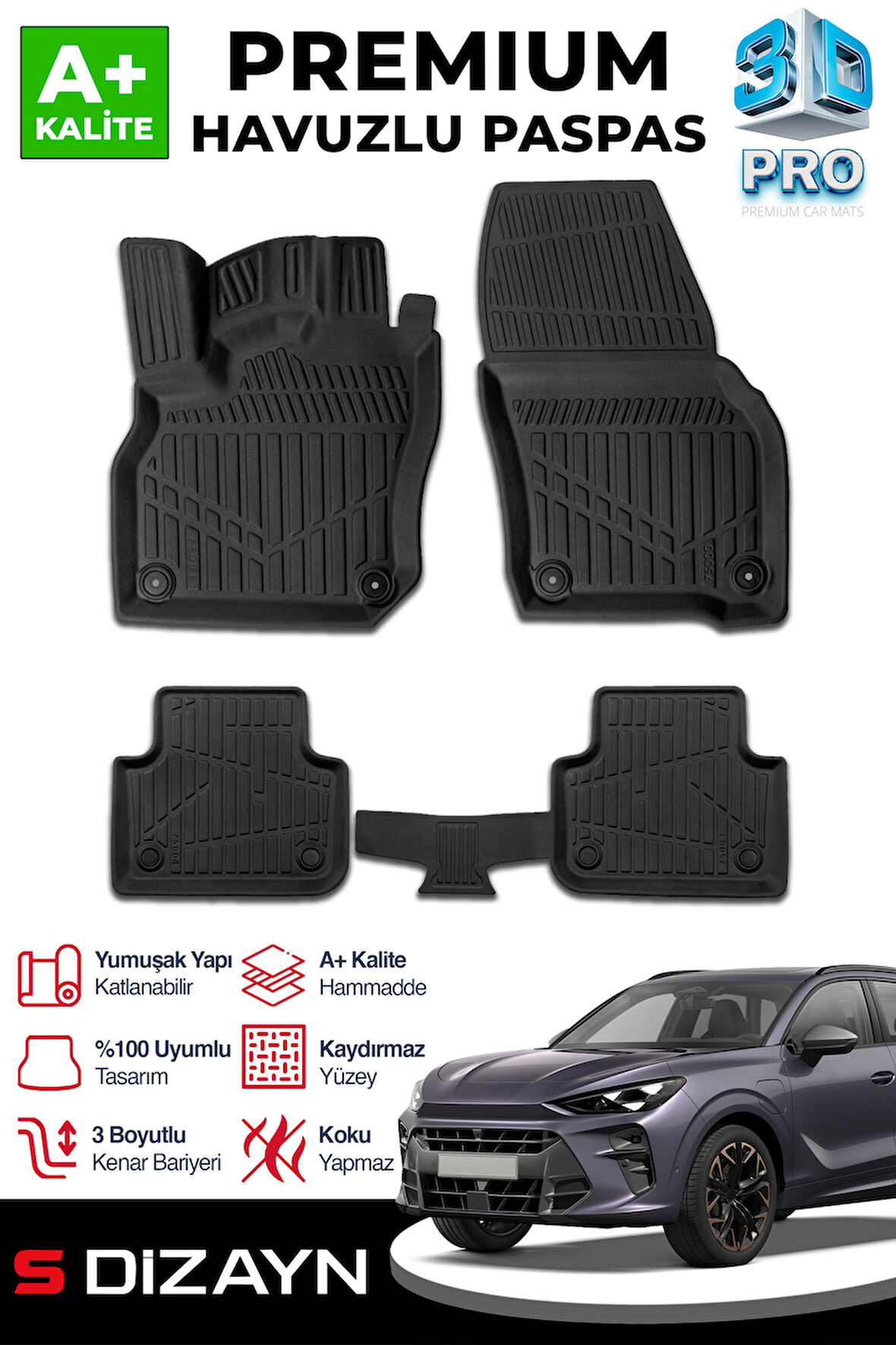 S-Dizayn Cupra Terramar 3D Pro Havuzlu Paspas 2024 Üzeri A+ Kalite