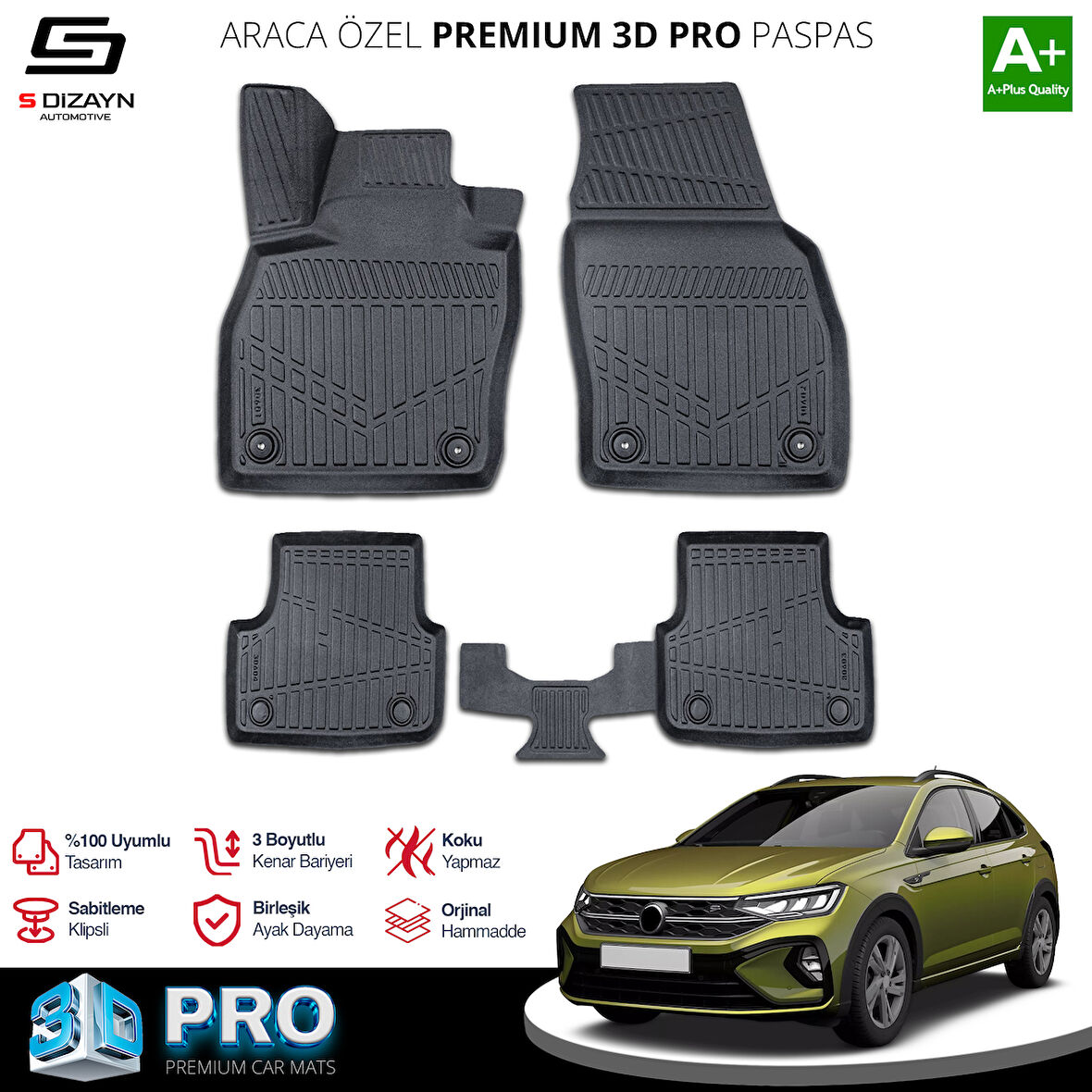 S-Dizayn VW Taigo 3D Pro Havuzlu Paspas 2020 Üzeri A+ Kalite