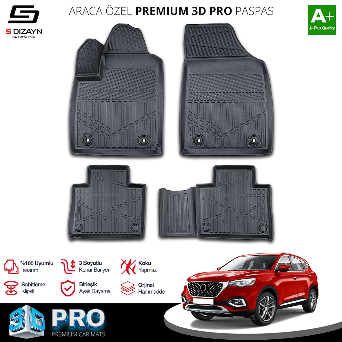 S-Dizayn MG EHS Elektrikli 3D Pro Havuzlu Paspas 2018-2024 A+ Kalite