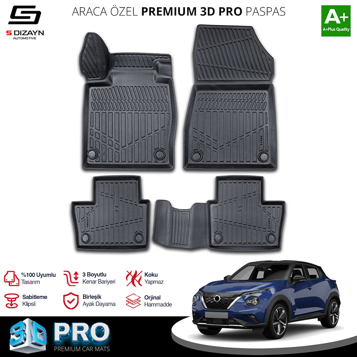 S-Dizayn Nissan Juke 3D Pro Havuzlu Paspas 2019 Üzeri A+ Kalite