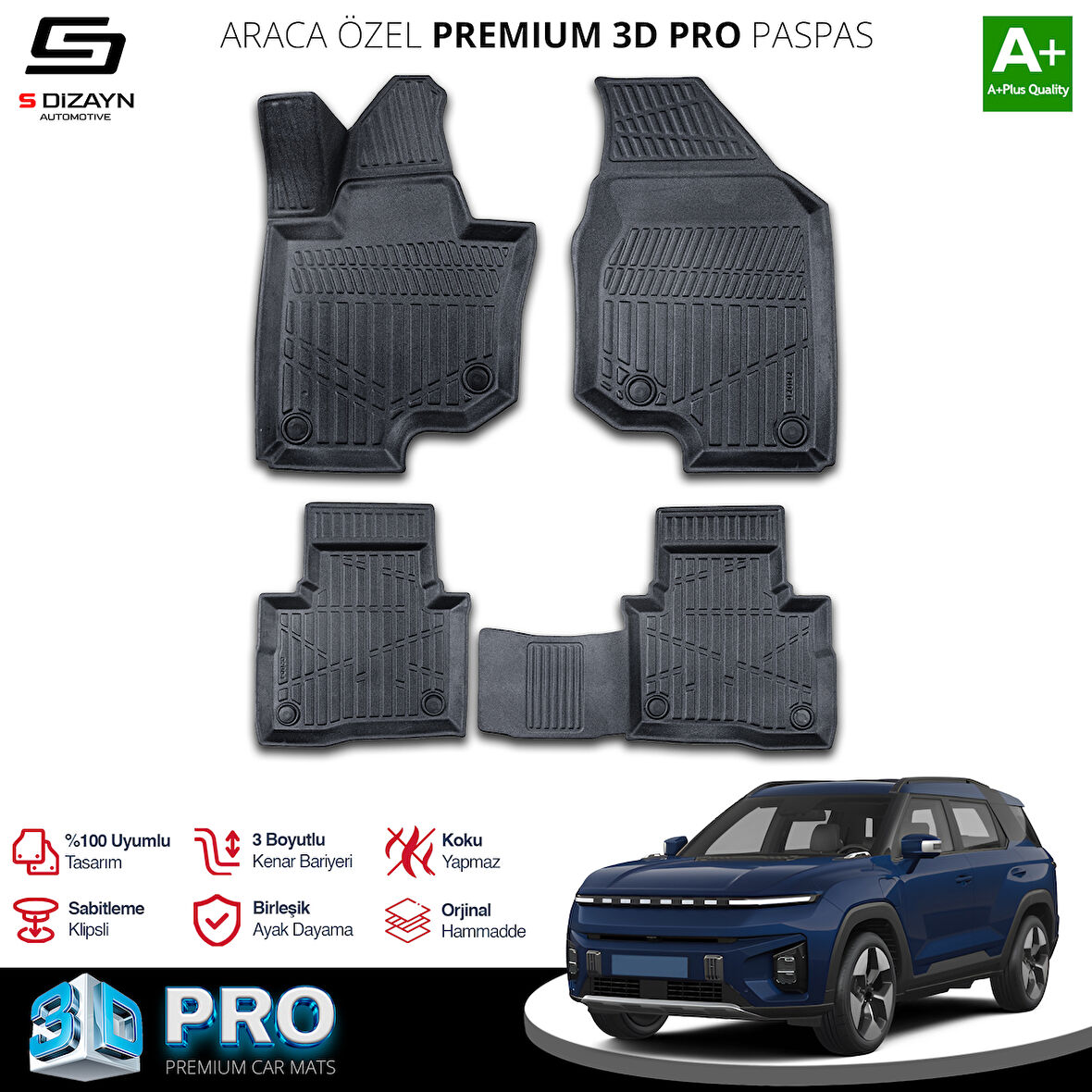 S-Dizayn Ssangyong Torres EVX 3D Pro Havuzlu Paspas 2023 Üzeri A+ Kalite