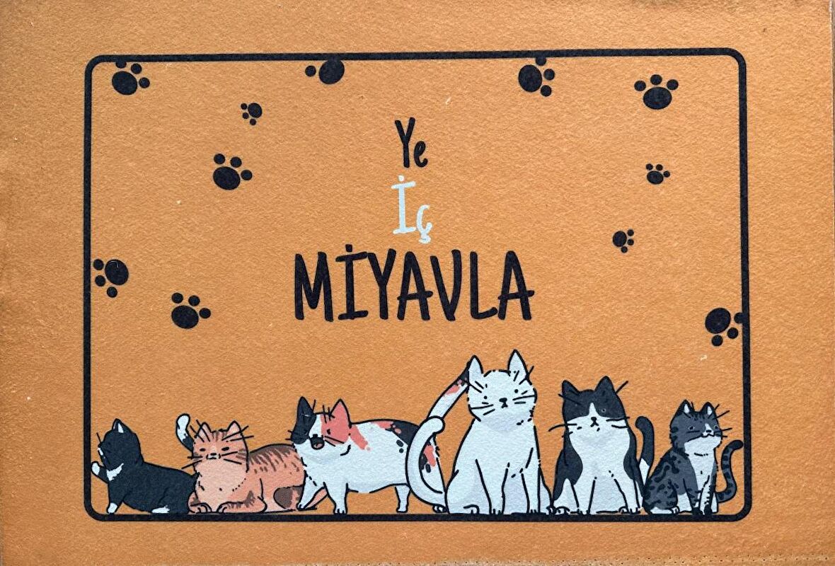 Hayvan Karikatürlü Yeni Nesil Paspas - Miyavla