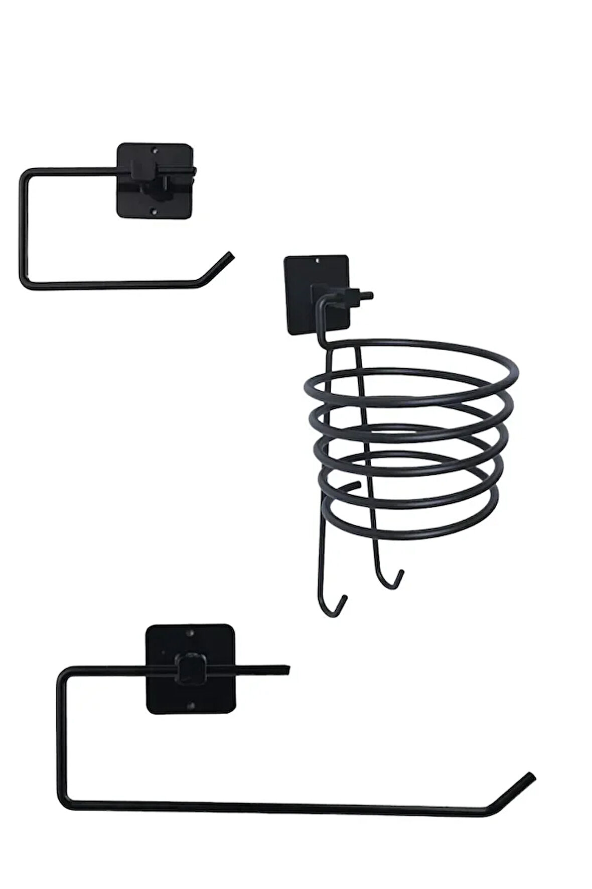 Yapışkanlı Tuvalet Kağıdı+Kağıt Havlu+Fön Makinesi Tutucu 3'lü Set