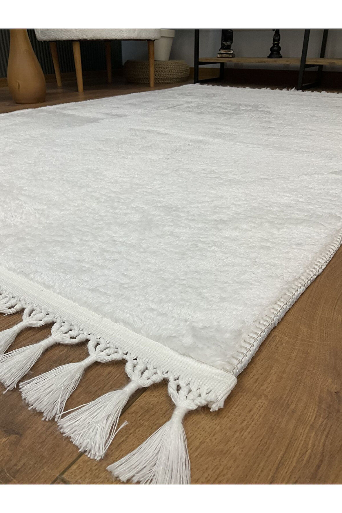 Ekstra Puffy Peluş Ultra Yumuşak Yıkanabilir Beyaz