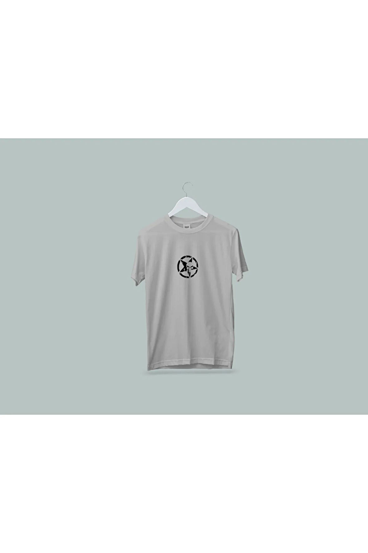 Makiteks Kaliteli Penye Kadın Erkek Yetişkin Baskılı Beyaz Gri Siyah Tshirt Punisher Cezalandırıcı