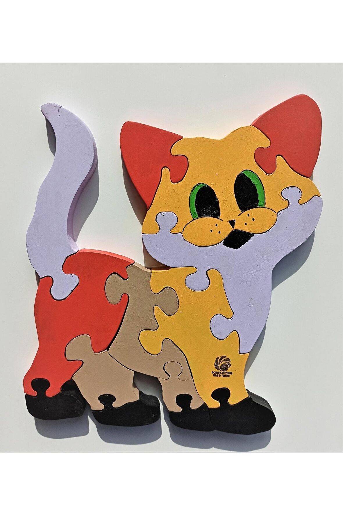 Sevimli Kedicik Ahşap Puzzle Yapboz