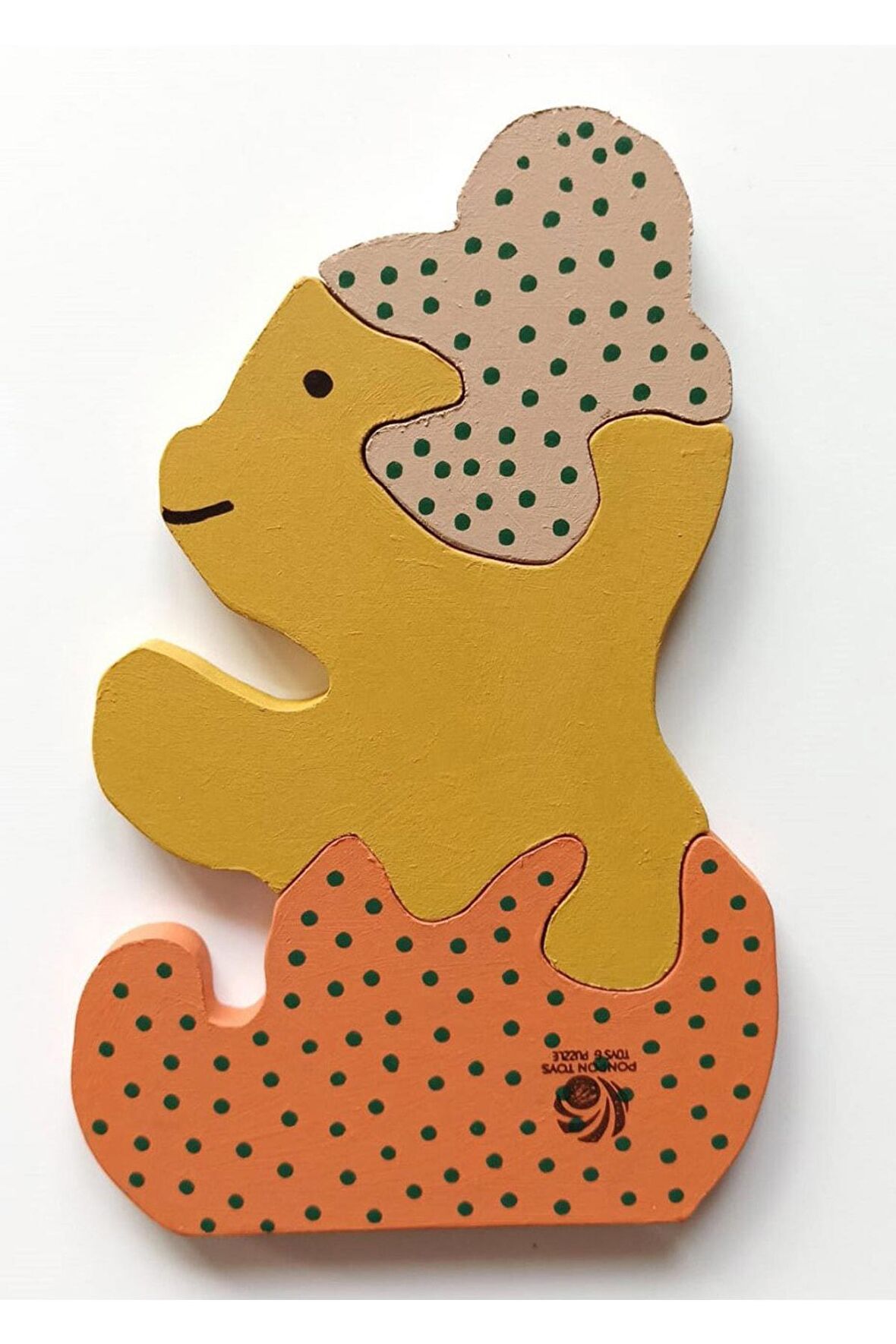 Benekli Sarı Ayıcık Ahşap Puzzle Yapboz