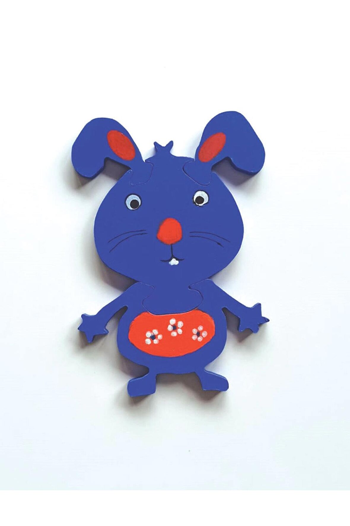 Dişlek Mavi Yavru Tavşan Ahşap Puzzle Yapboz