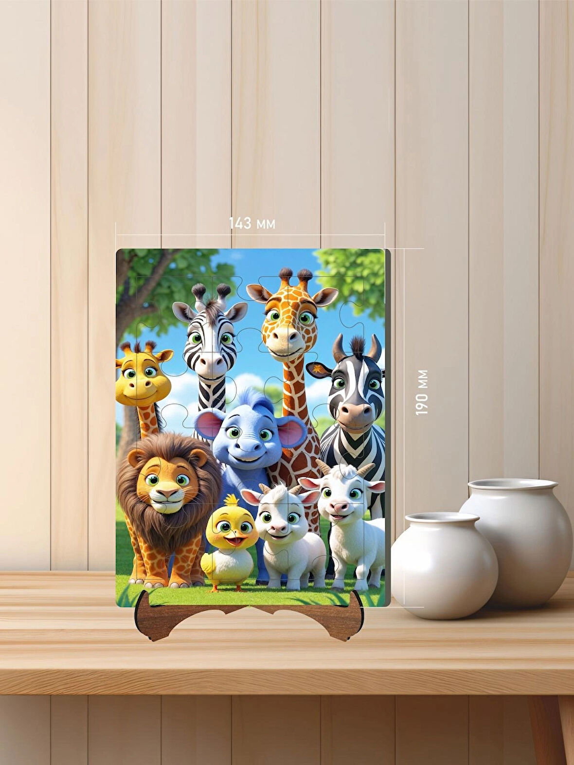 12 Parça MDF Lazer Kesim Çocuk Puzzle Yapboz 14 x 19 cm V2