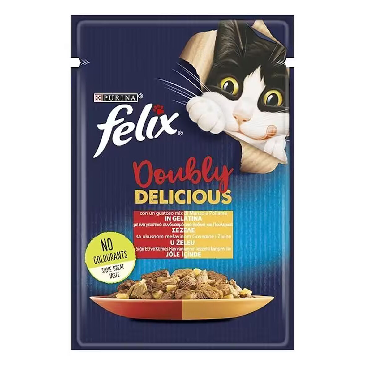 Felix Çifte Lezzet Sığır Etli ve Tavuklu Konserve Kedi Maması 85 Gr 6'lı
