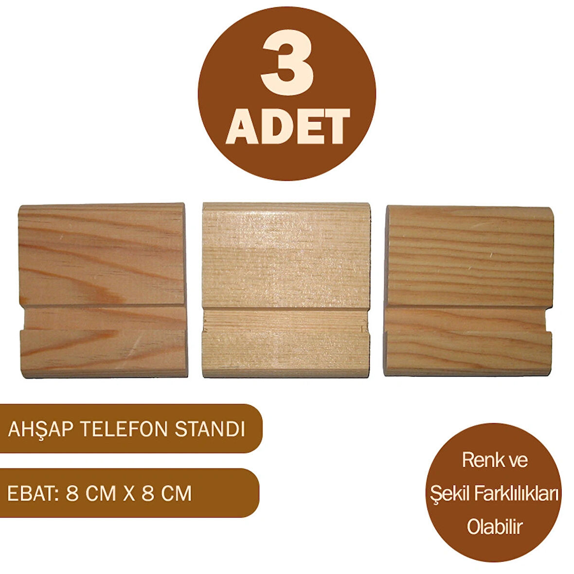 3 Adet Ahşap Telefon Tutucu Telefon Standı Tablet Stant