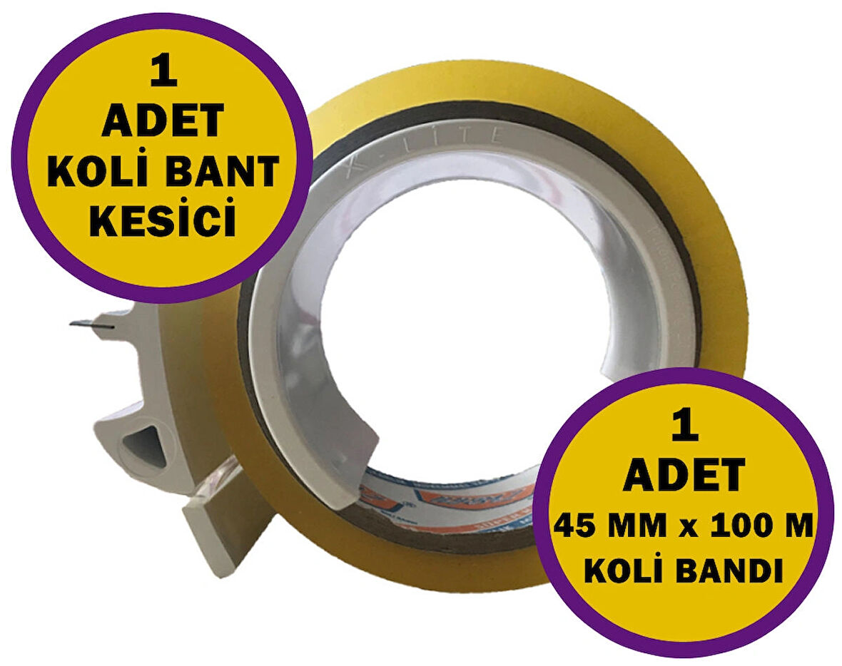 X-Lite 1 Adet Koli Bandı Kesici + 1 Adet 45 mm X 100 m Koli Bandı