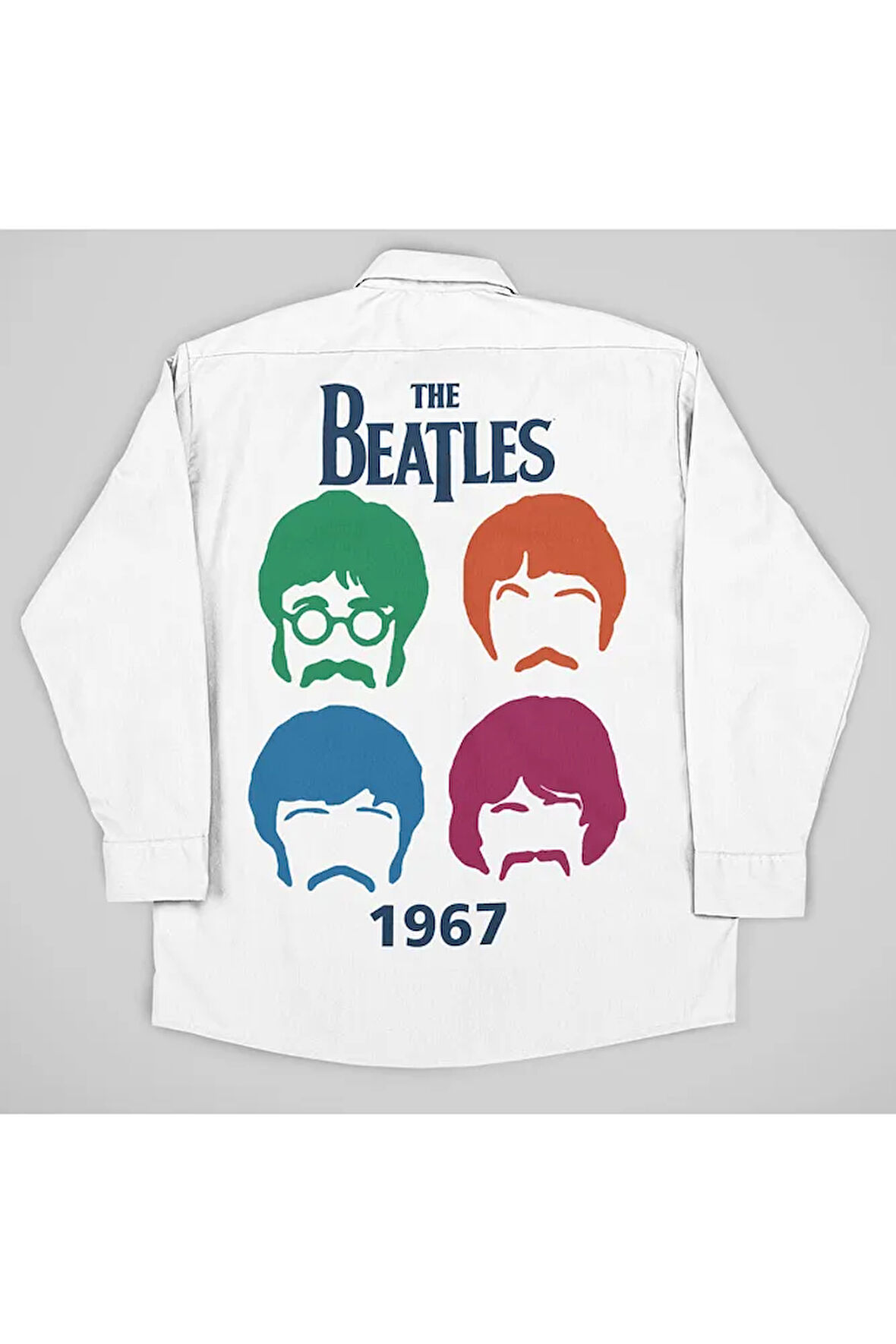 The Beatles 1967 Müzik Grubu Baskılı Unisex Cepli Gömlek