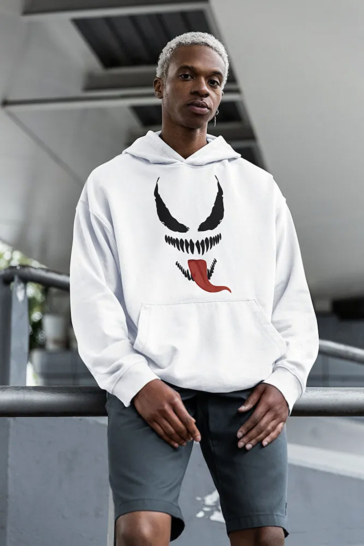 Tasarım Venom Karakter Baskılı Unisex Oversize Hoodie