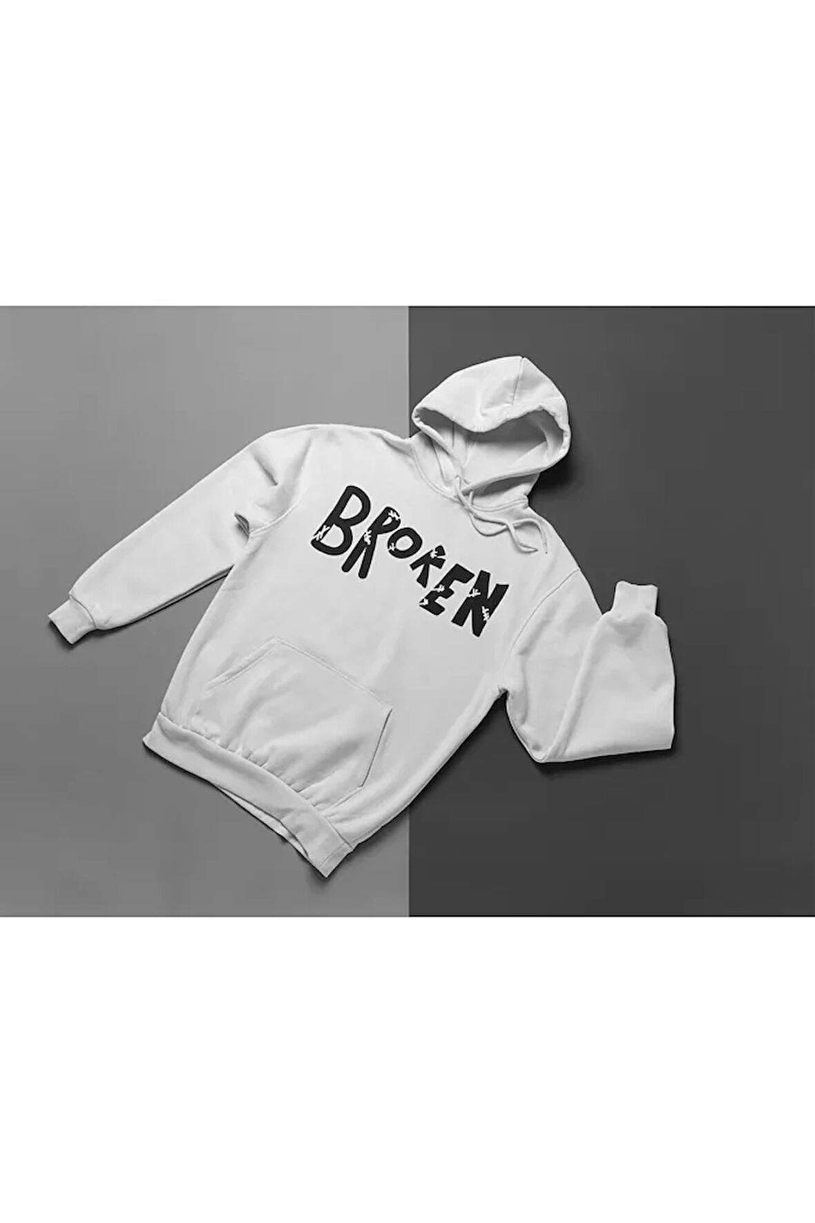 Broken Yazılı Unisex Oversize Hoodie