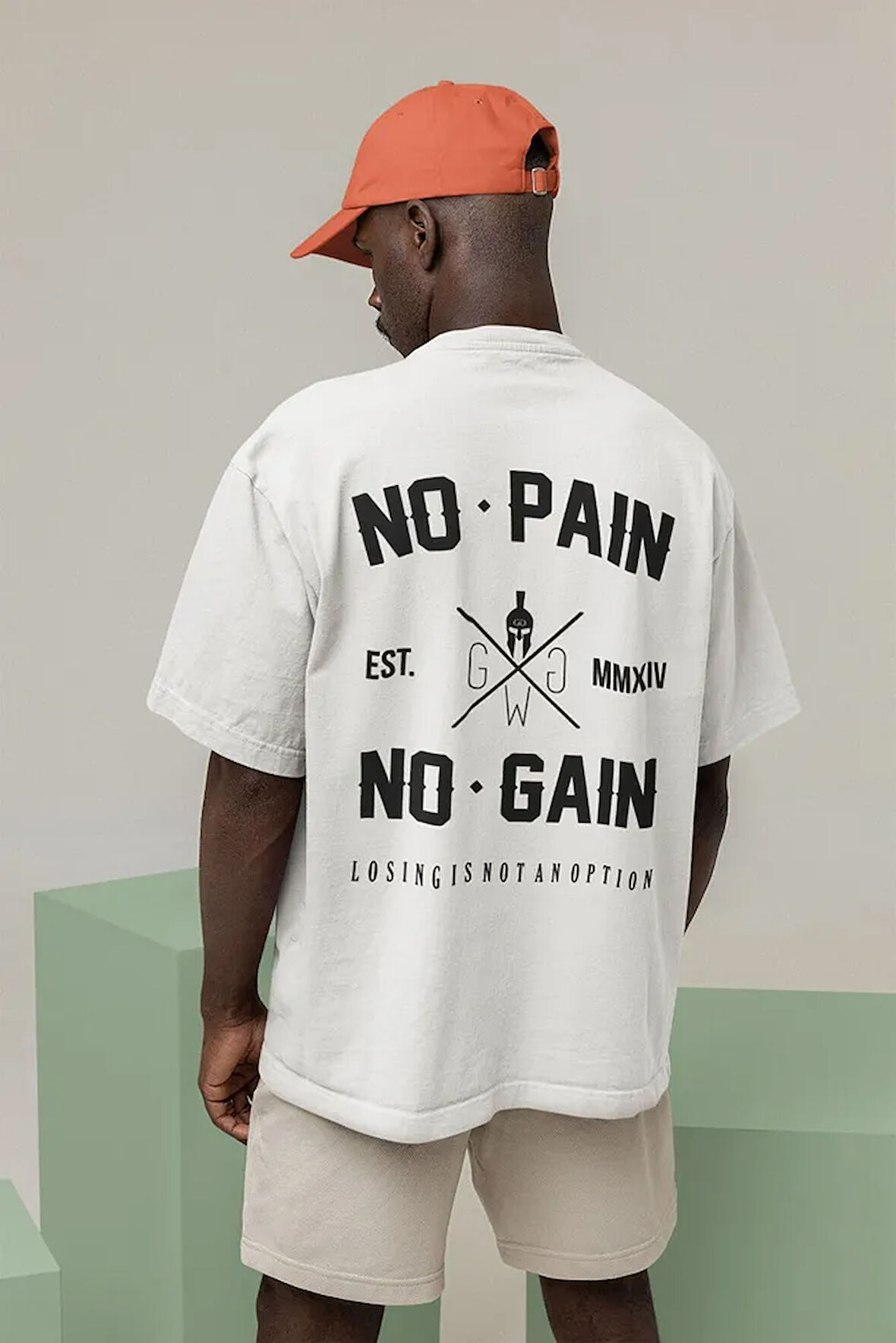 No Pain No Gain Baskılı Unisex Oversize Losing Is Not An Option Yazılı Tişört