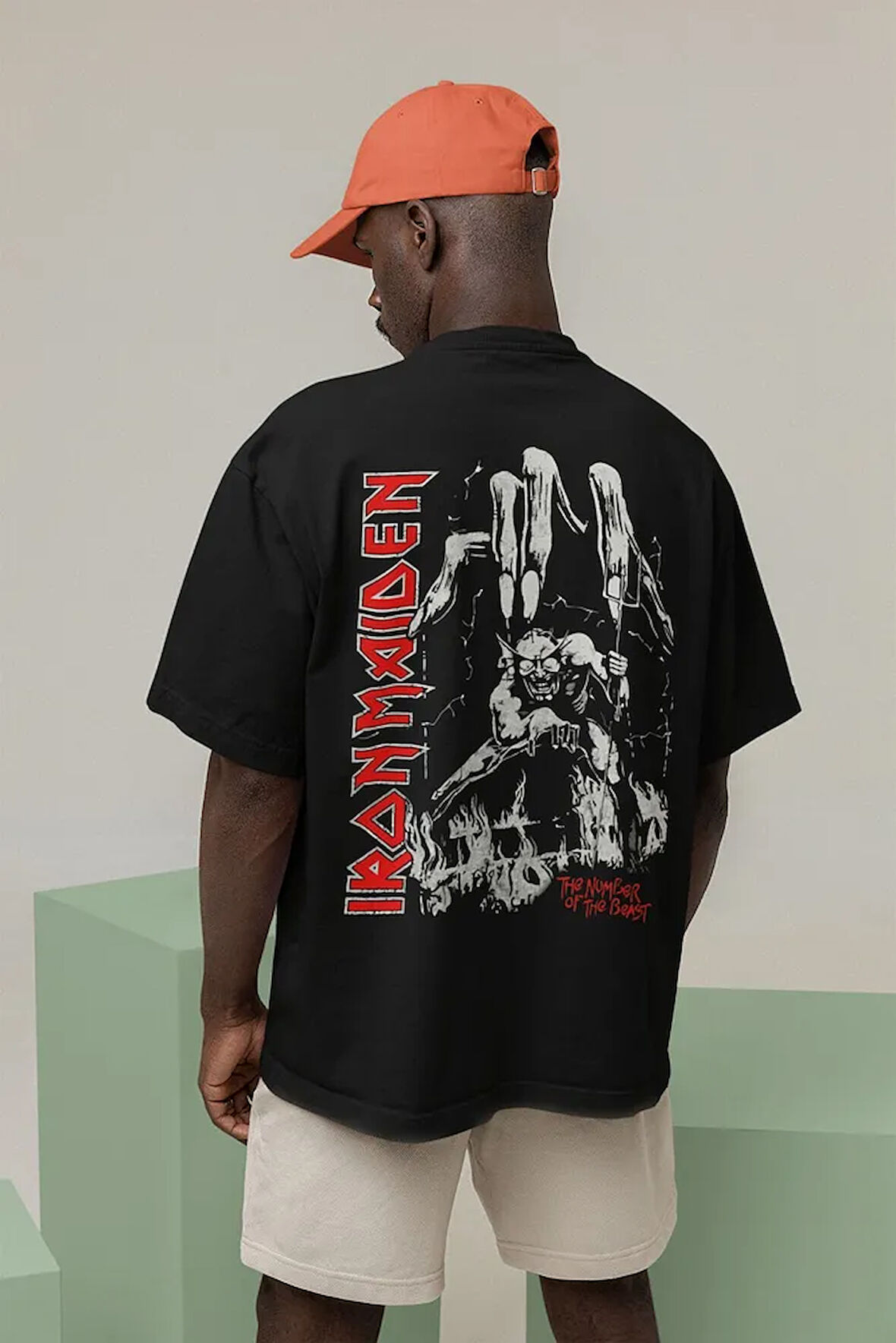 Iron Maiden The Number Of The Beast Baskılı Unisex Oversize Rock Metal Tişört