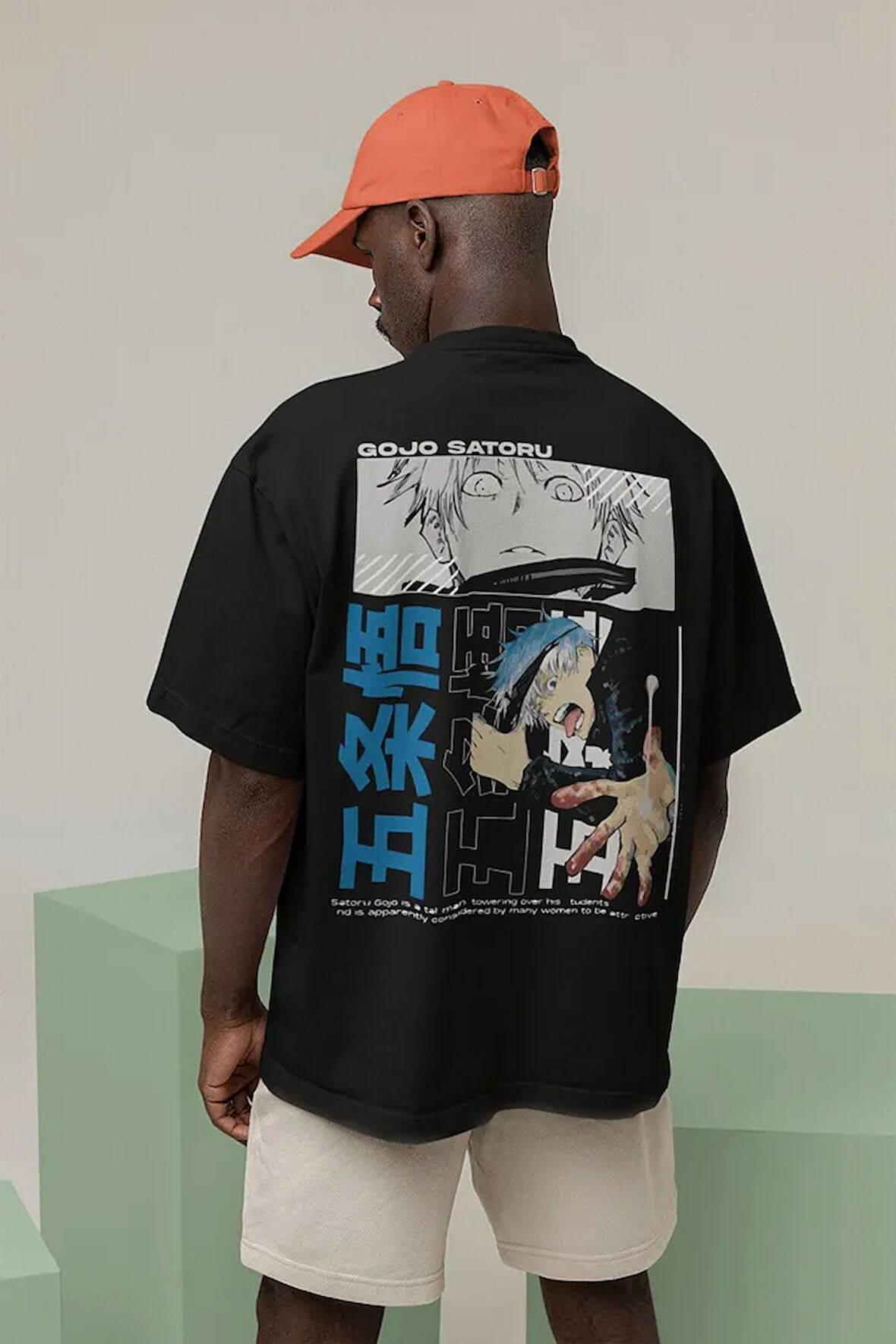 Gojo Satoru Anime Karakter Baskılı Unisex Oversize Tişört