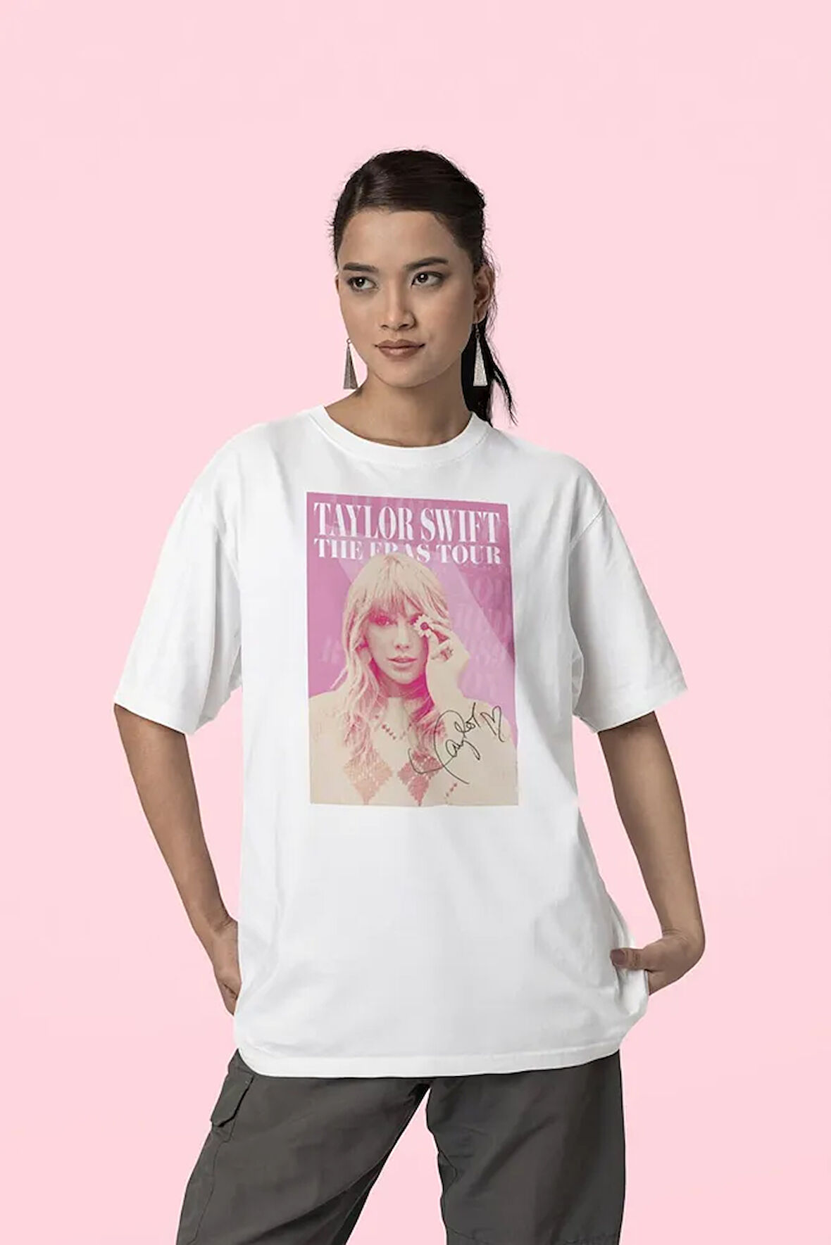 Şarkıcı Taylor Swift Baskılı Oversize Tişört, Unisex The Eras Tour Tişört