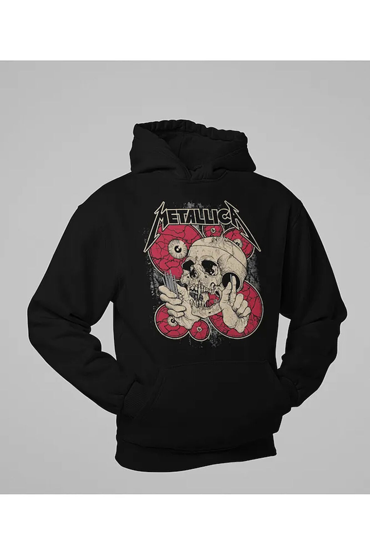 Metallica Müzik Grubu Baskılı Unisex Oversize Rock Metal Hoodie