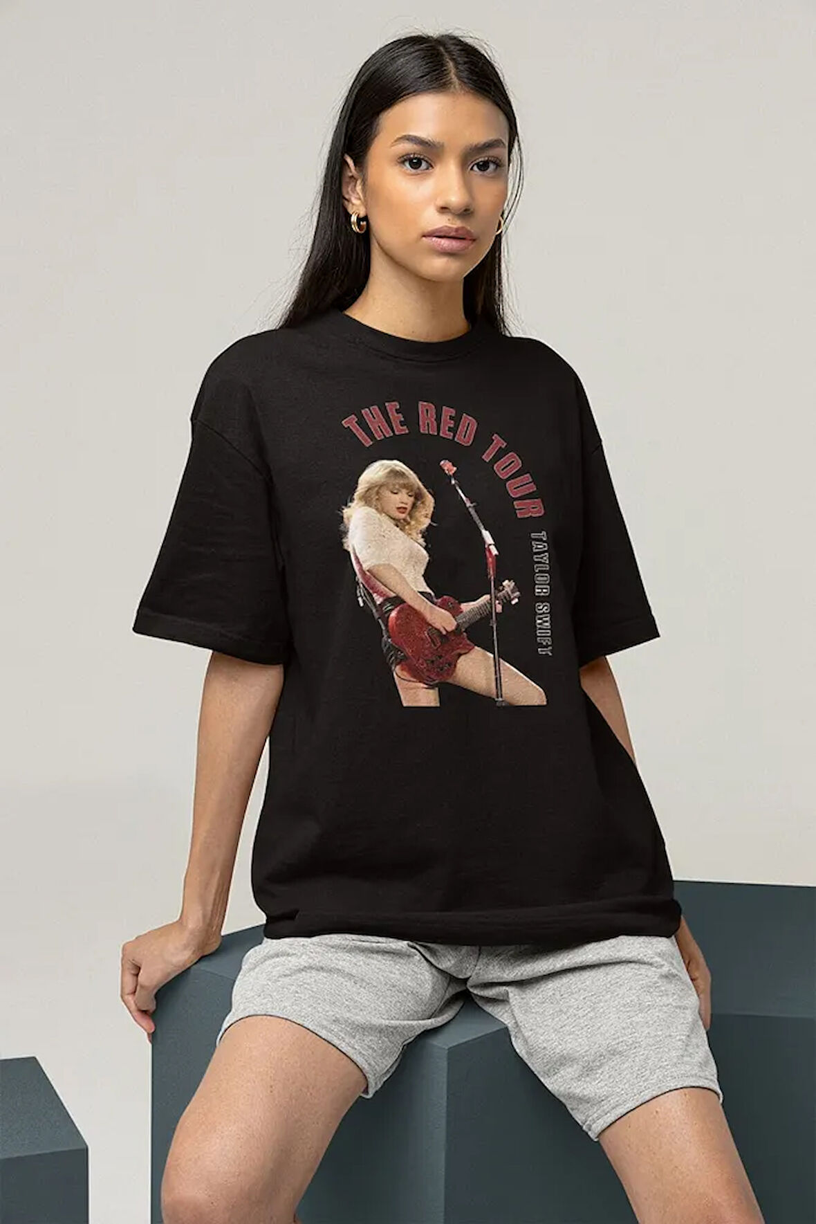 Taylor Swift The Red Tour Baskılı Unisex Oversize Şarkıcı Tişört