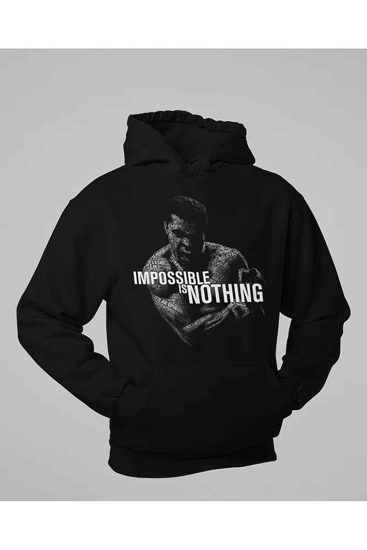 Tasarım Impossible Is Nothing Unisex Oversize Muhammed Alii Clay Hoodie