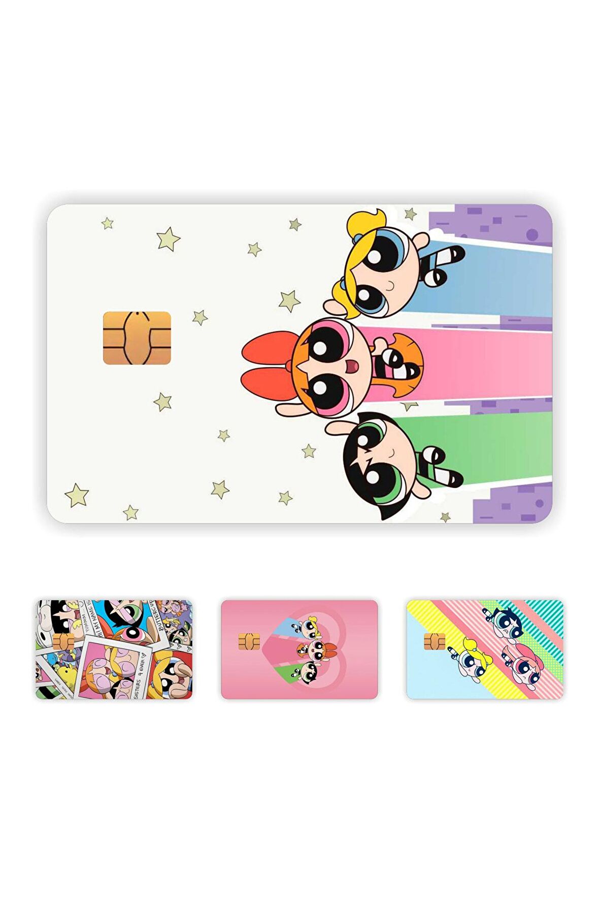 4 Adet Powerpuff Girls Kart Kaplama Sticker Kart Etiketi 05