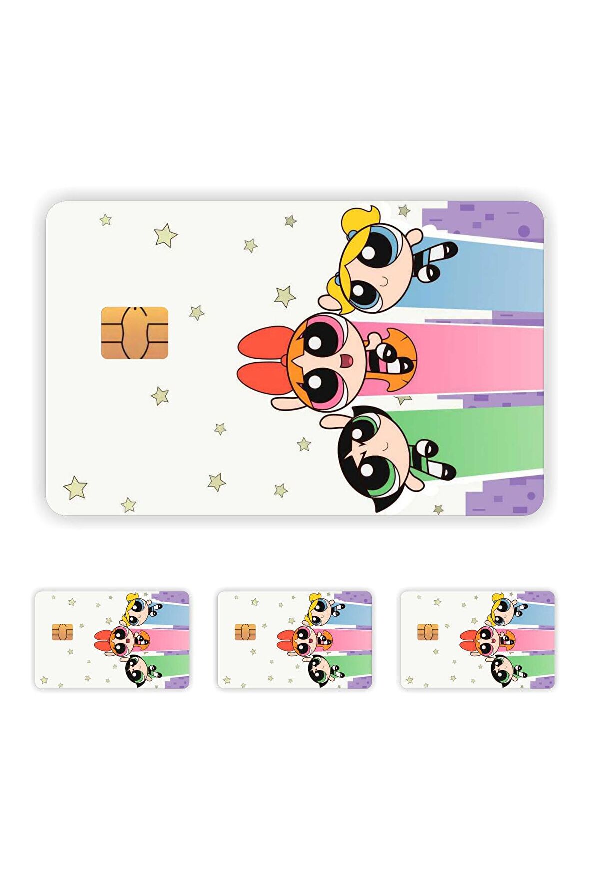4 Adet Powerpuff Girls Kart Kaplama Sticker Kart Etiketi 01