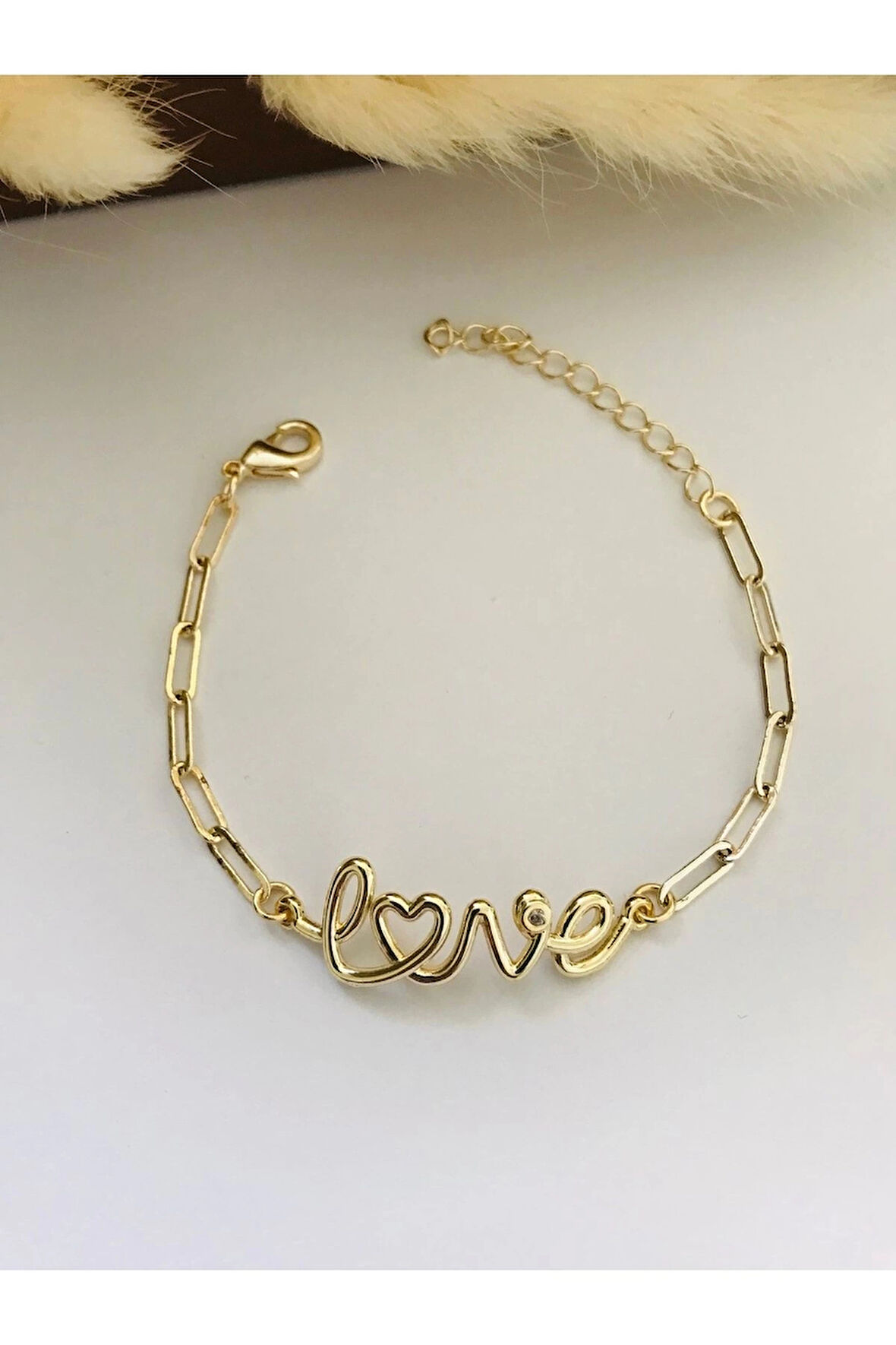 Gold Renk Love Bileklik