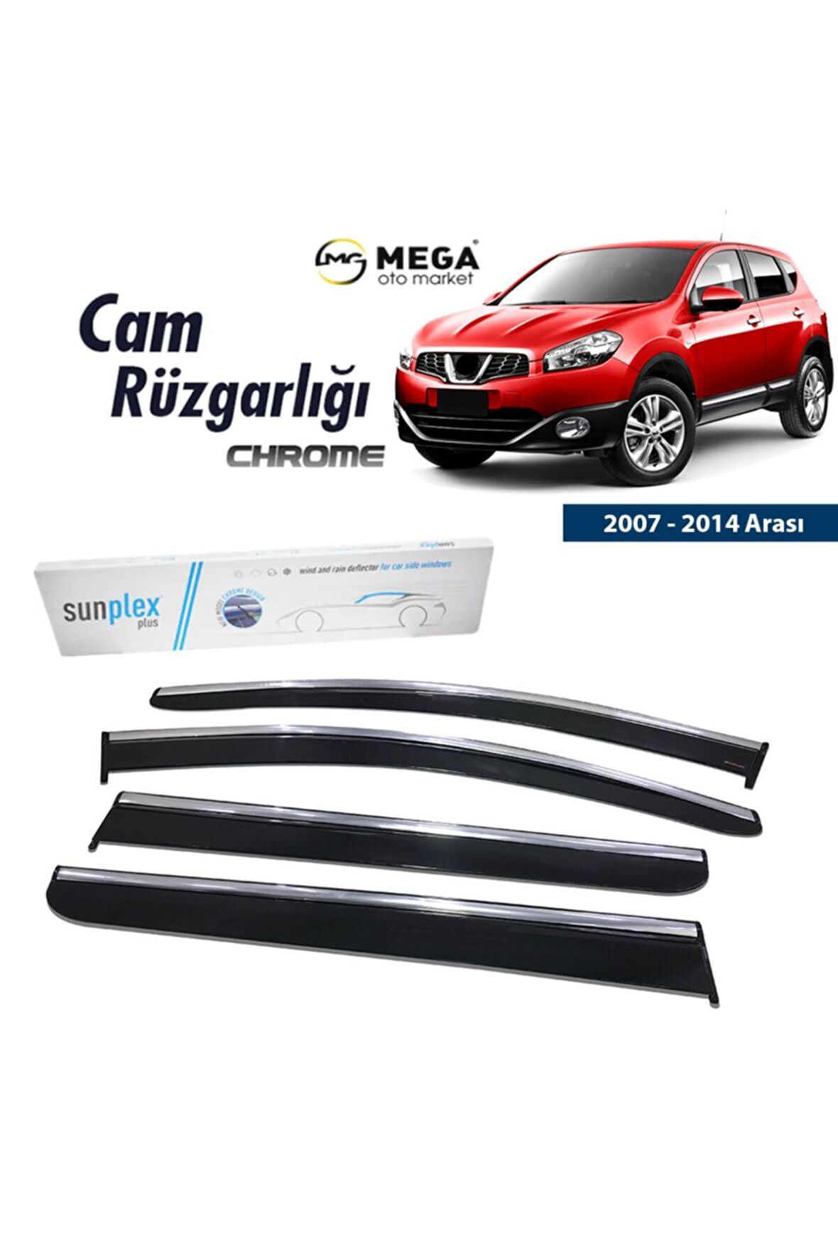 Nissan Qashqai 2007-2014 Arası Krom Cam Rüzgarlığı